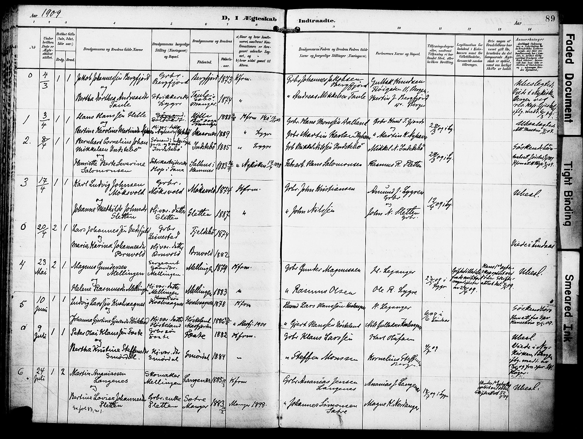 Lindås Sokneprestembete, SAB/A-76701/H/Haa: Parish register (official) no. E 2, 1897-1912, p. 89
