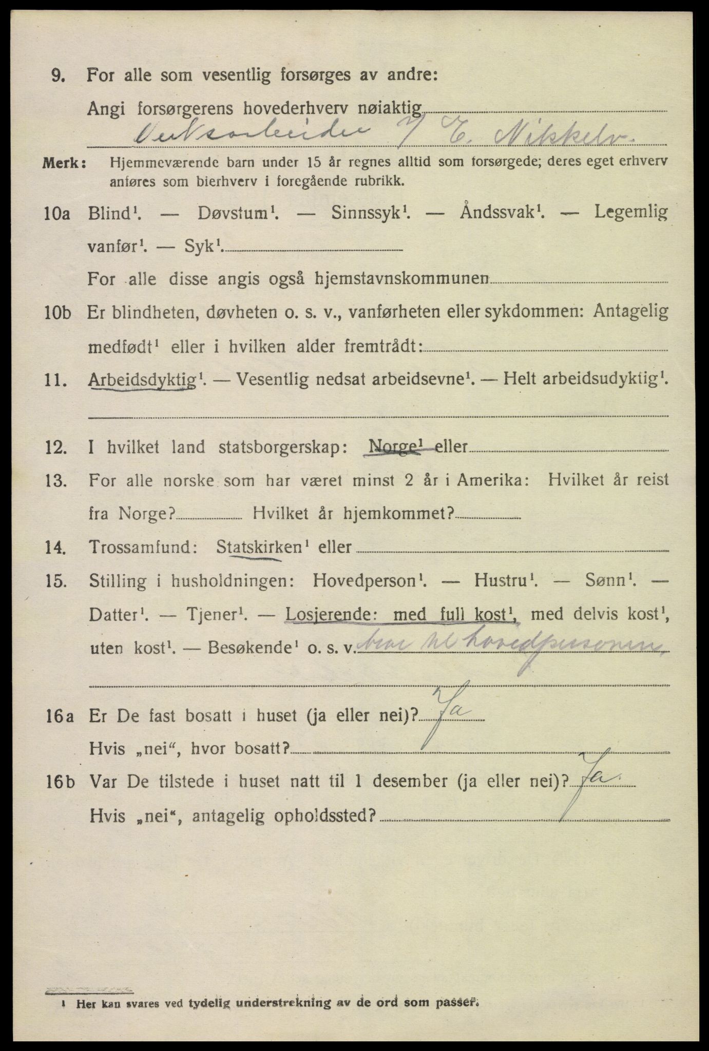 SAK, 1920 census for Evje, 1920, p. 2843