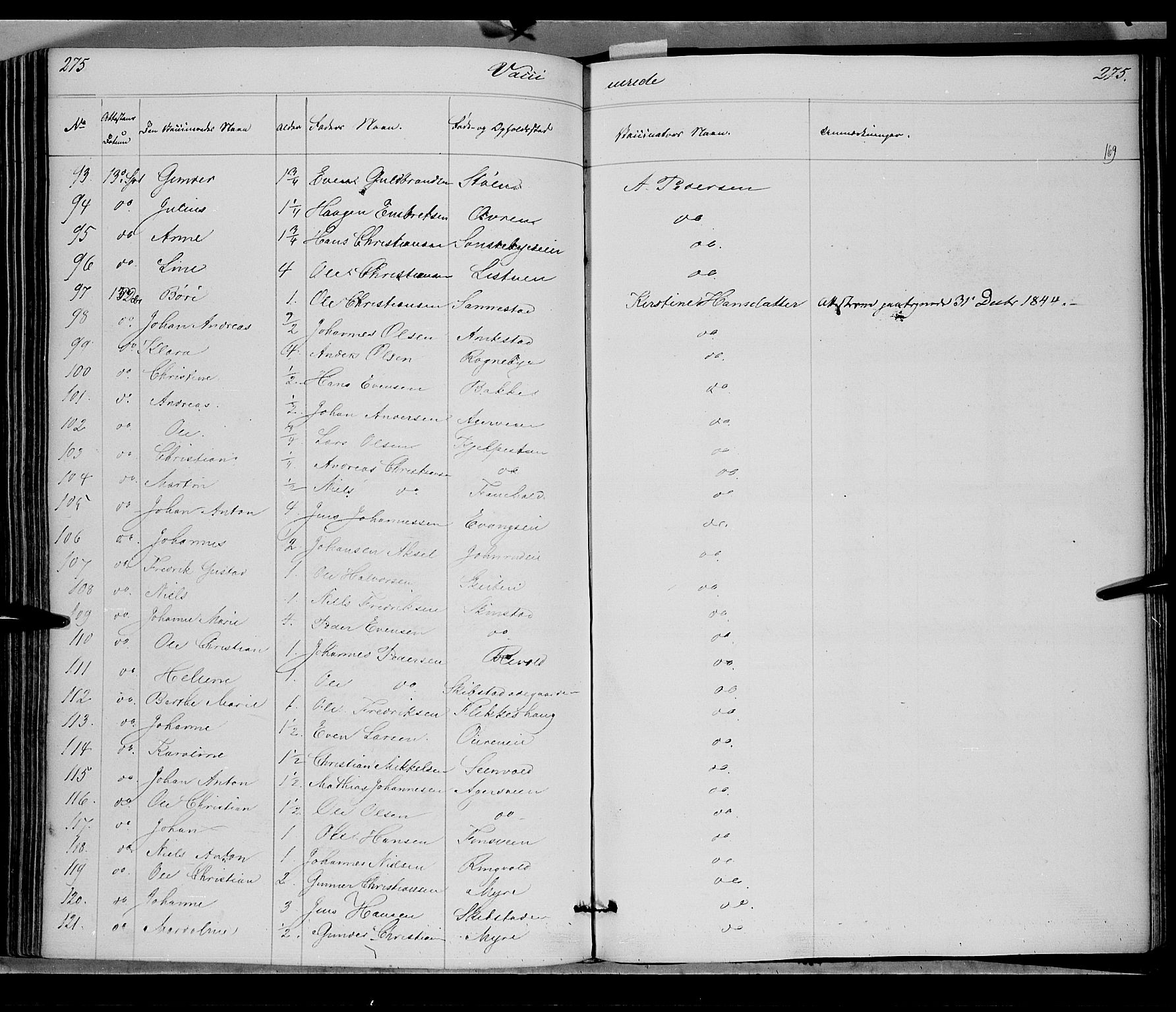 Østre Toten prestekontor, AV/SAH-PREST-104/H/Ha/Haa/L0002: Parish register (official) no. 2, 1840-1847, p. 275