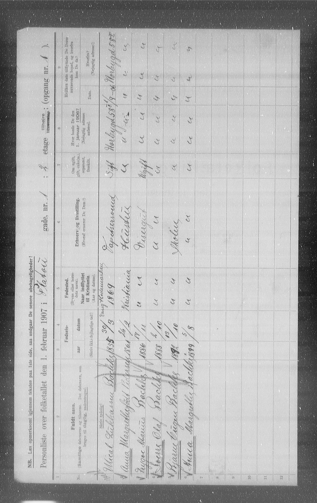 OBA, Municipal Census 1907 for Kristiania, 1907, p. 41080