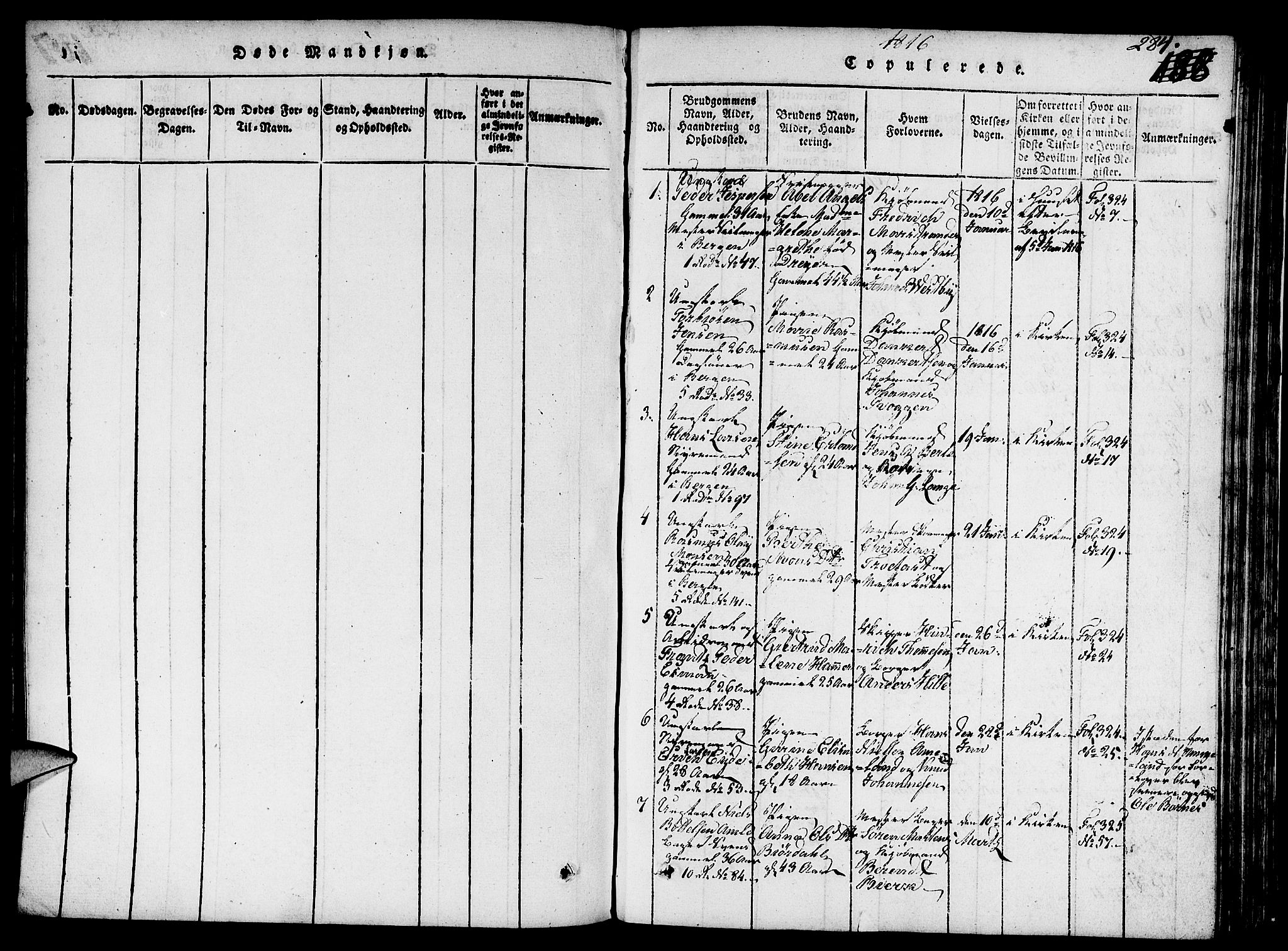Nykirken Sokneprestembete, SAB/A-77101/H/Hab/L0003: Parish register (copy) no. A 4, 1816-1821, p. 284