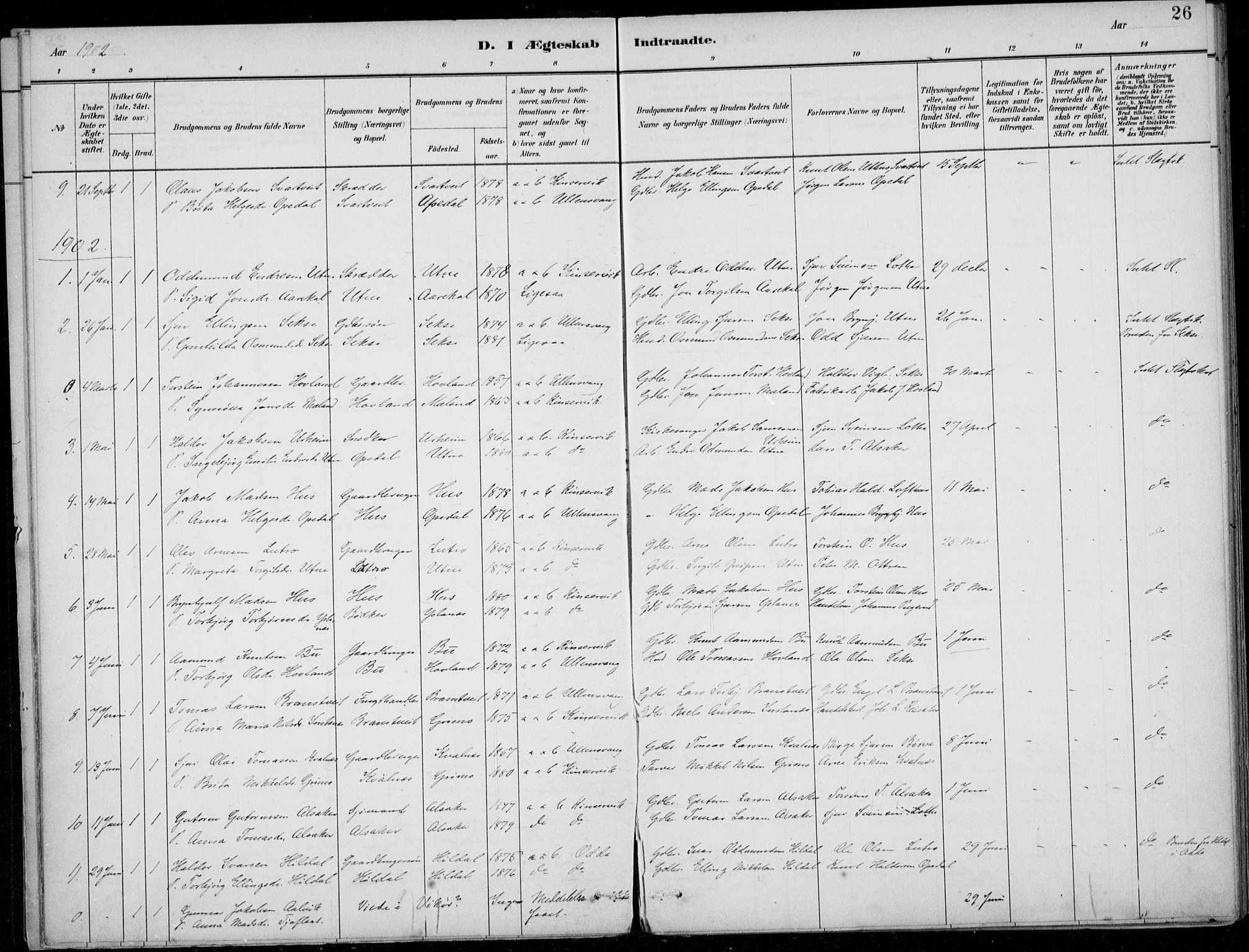 Ullensvang sokneprestembete, SAB/A-78701/H/Haa: Parish register (official) no. E  3, 1883-1916, p. 26