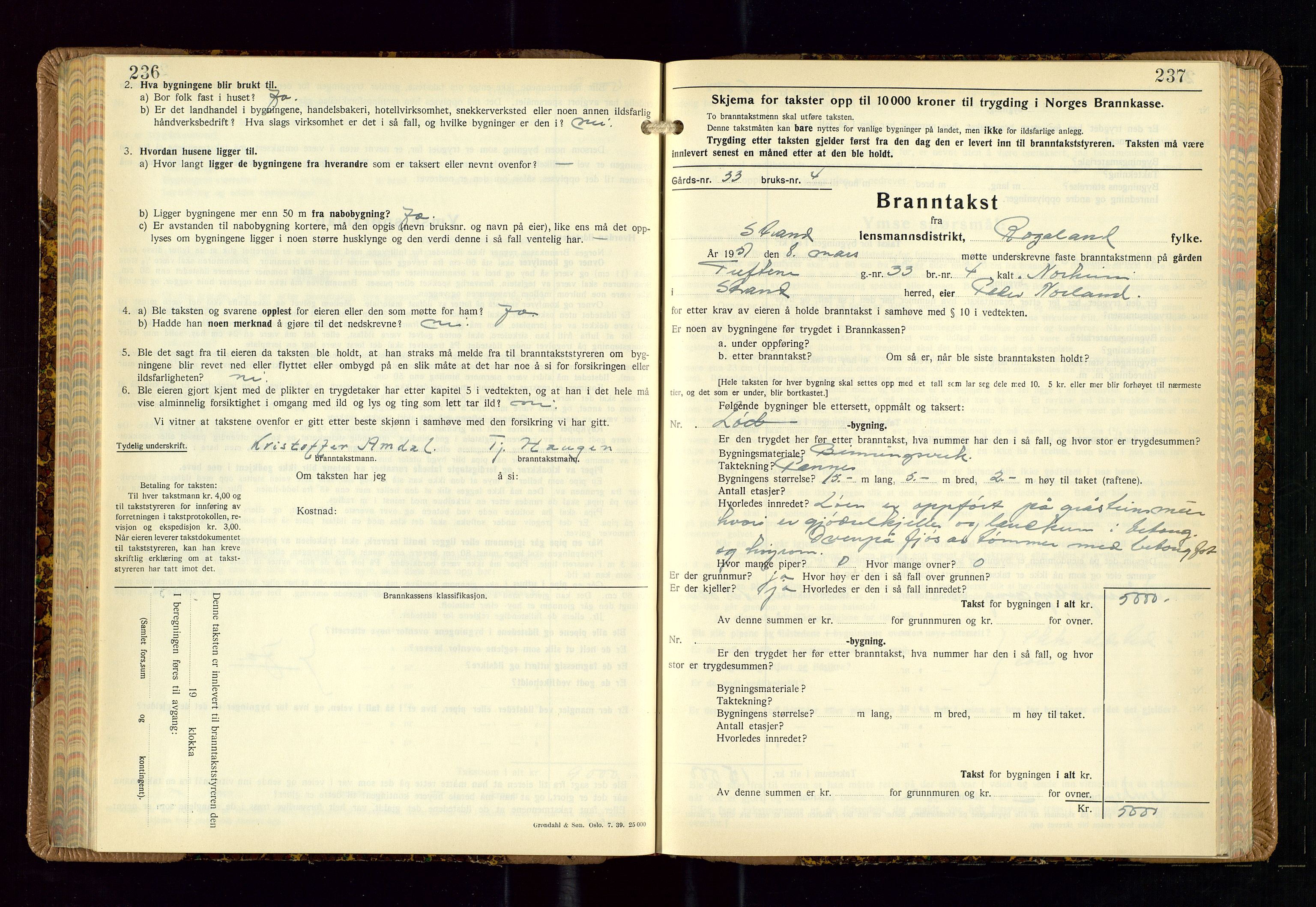 Strand og Forsand lensmannskontor, AV/SAST-A-100451/Gob/L0002: Branntakstprotokoll, 1942-1953, p. 236-237