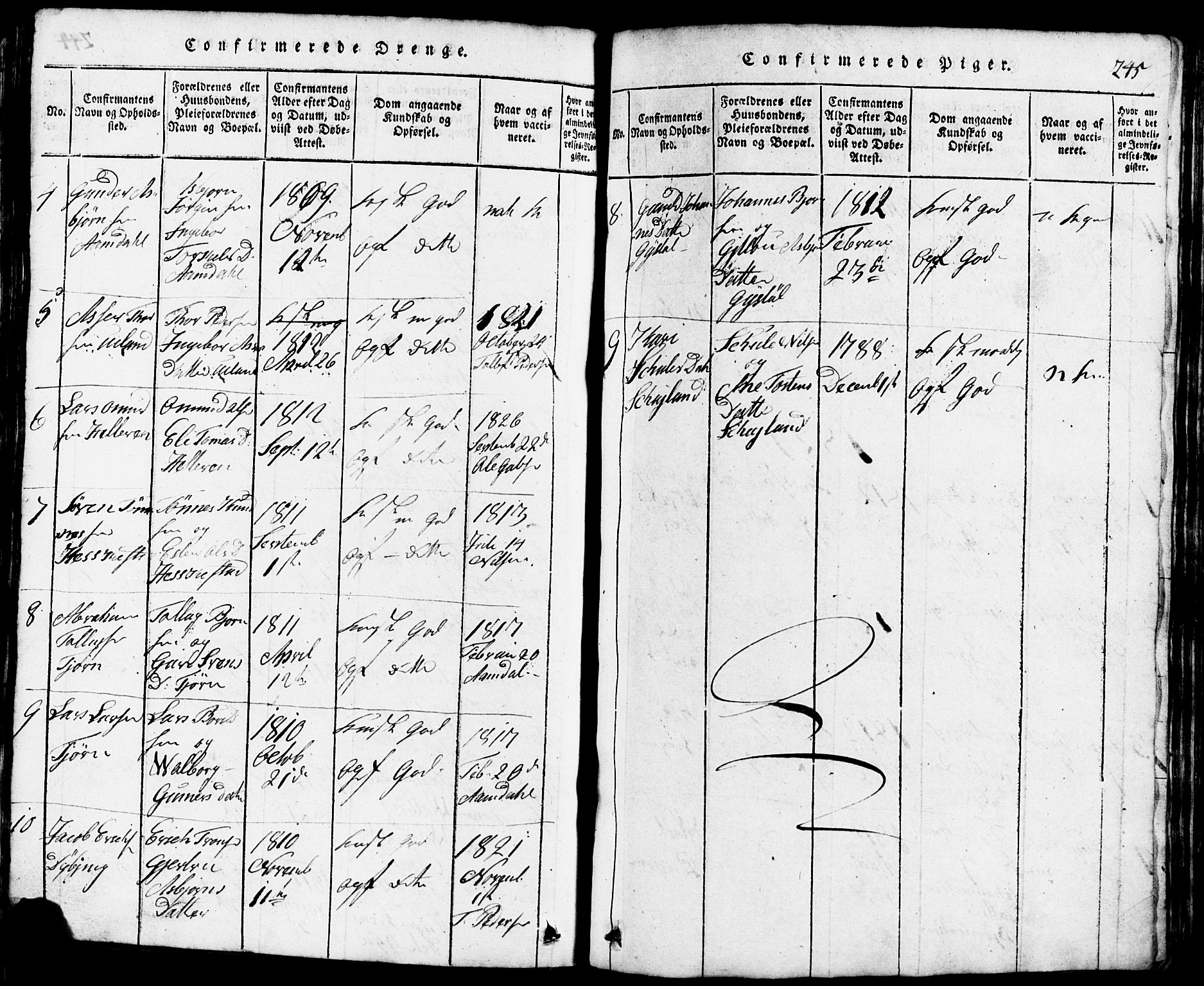 Lund sokneprestkontor, SAST/A-101809/S07/L0001: Parish register (copy) no. B 1, 1815-1853, p. 245