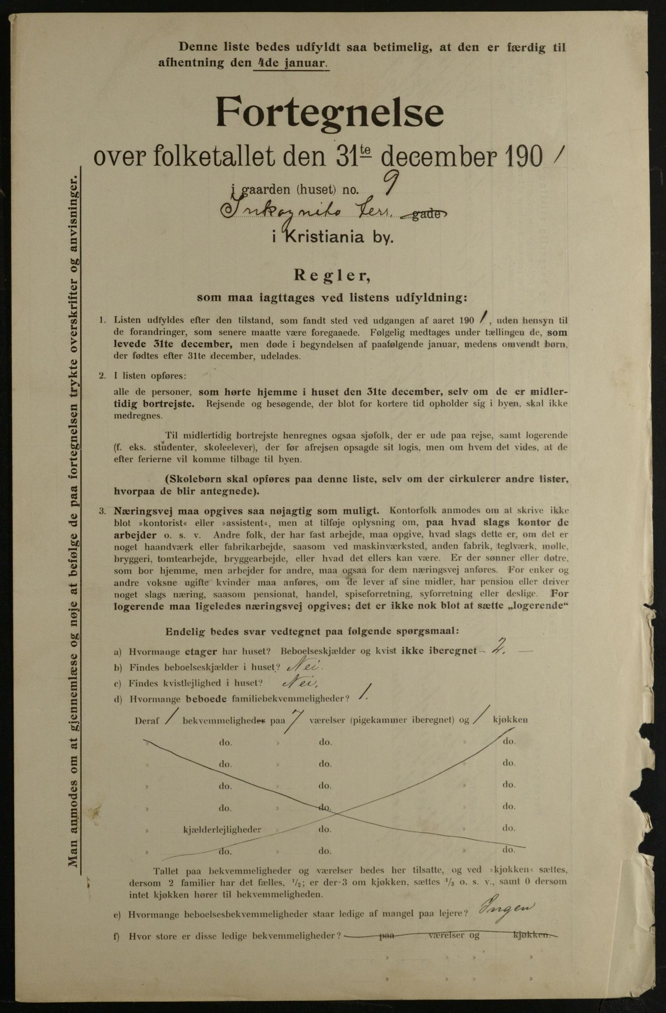 OBA, Municipal Census 1901 for Kristiania, 1901, p. 7019