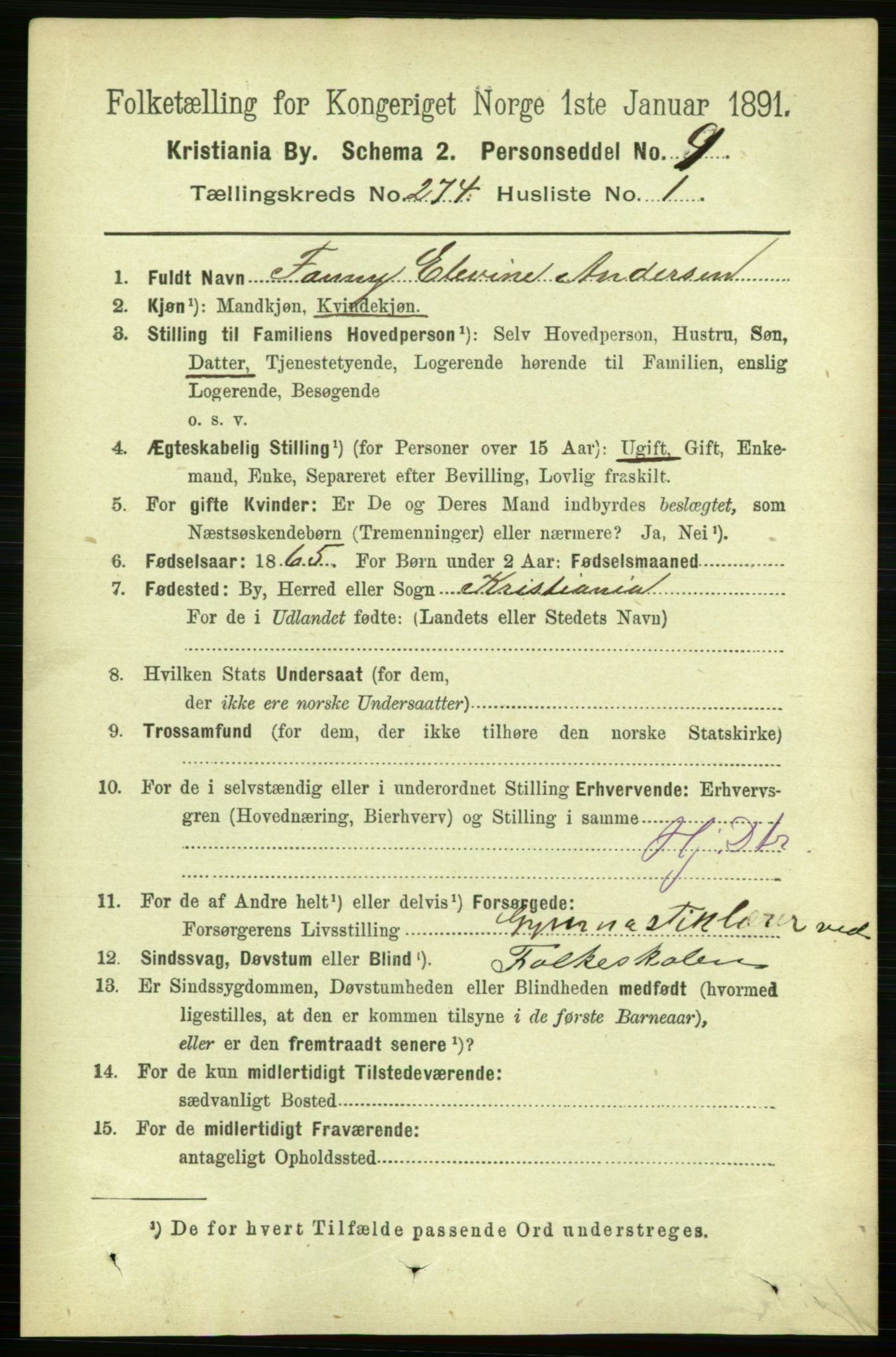 RA, 1891 census for 0301 Kristiania, 1891, p. 166409