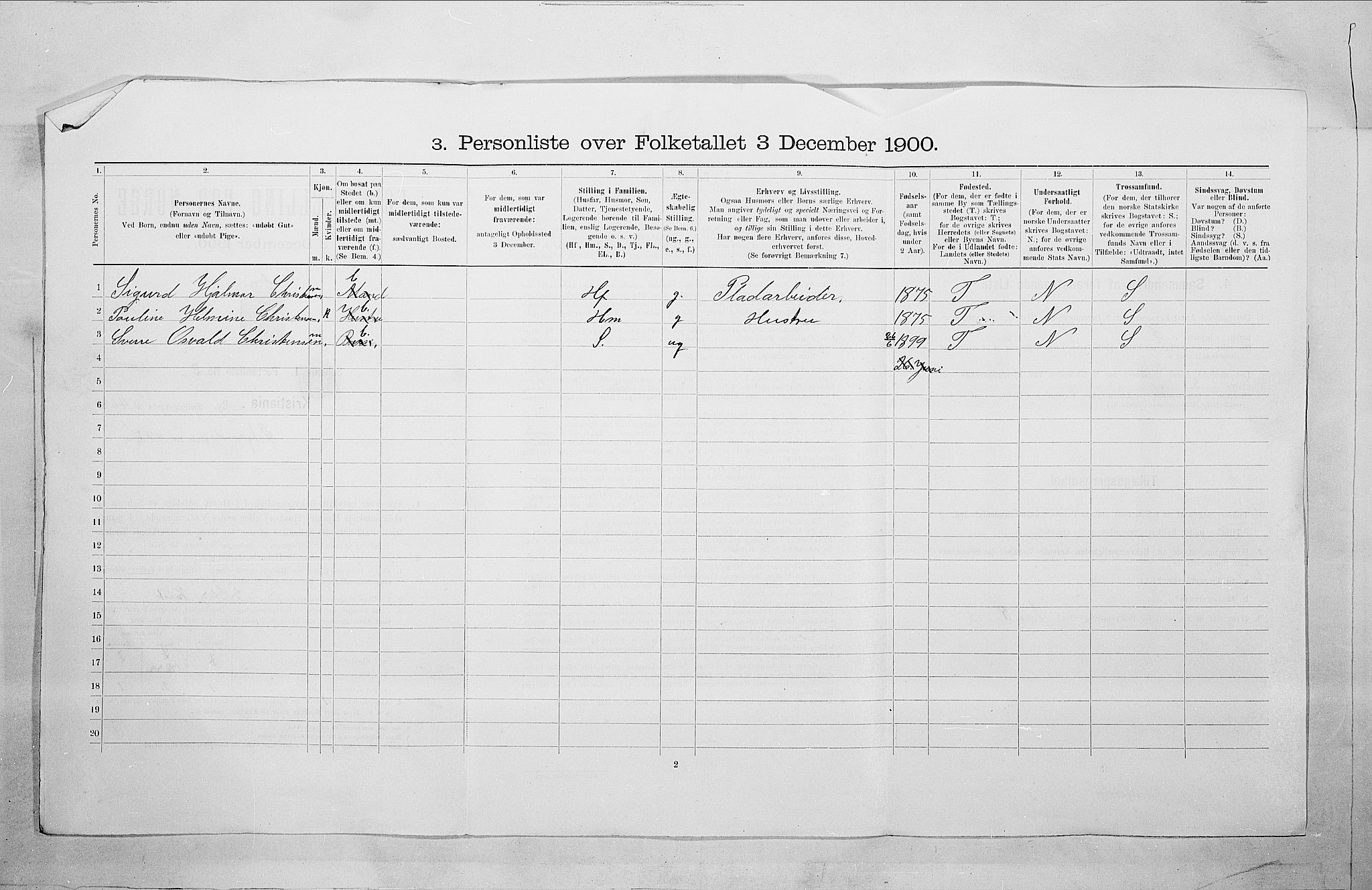 SAO, 1900 census for Kristiania, 1900, p. 115609