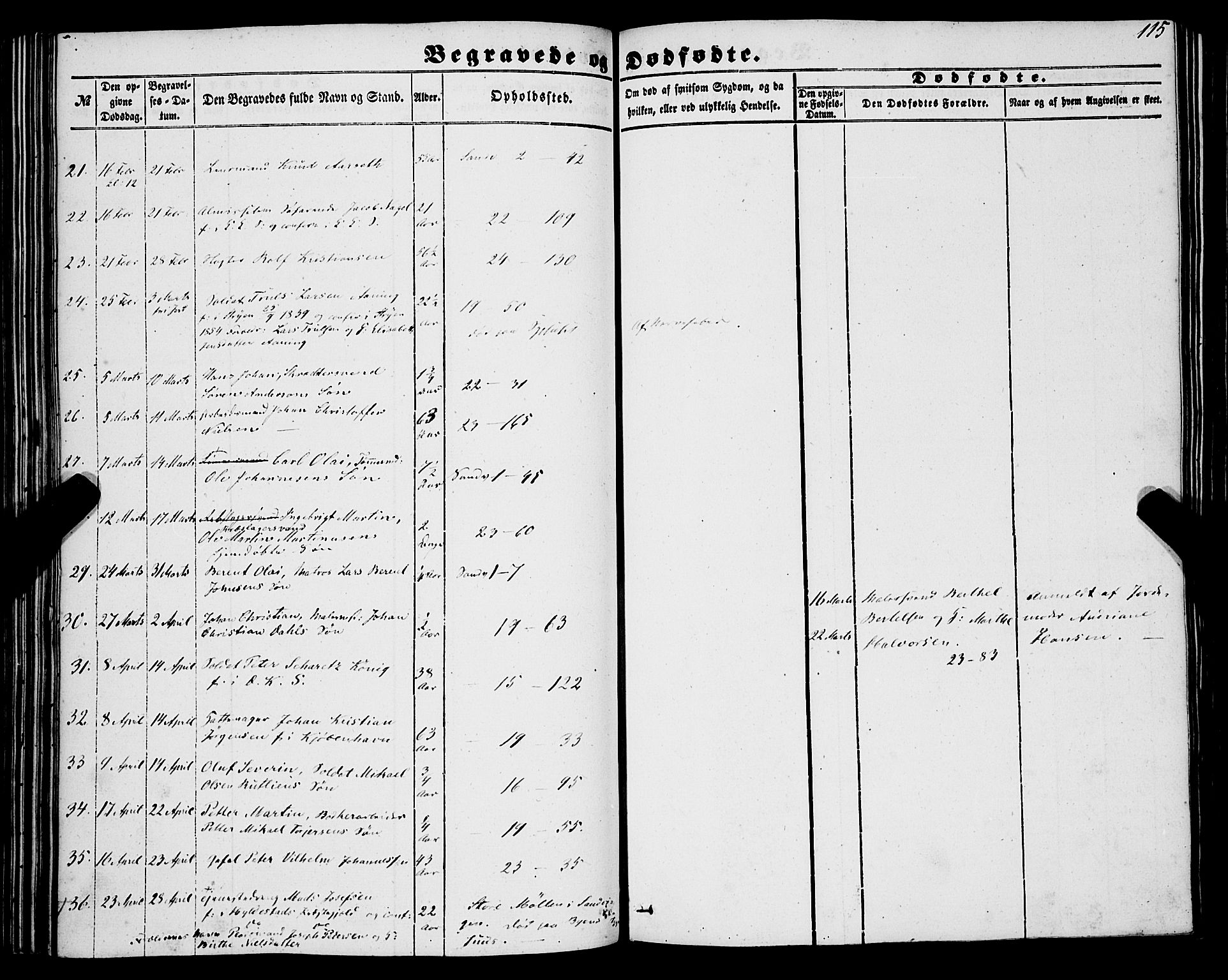 Korskirken sokneprestembete, AV/SAB-A-76101/H/Haa: Parish register (official) no. E 2, 1848-1862, p. 115