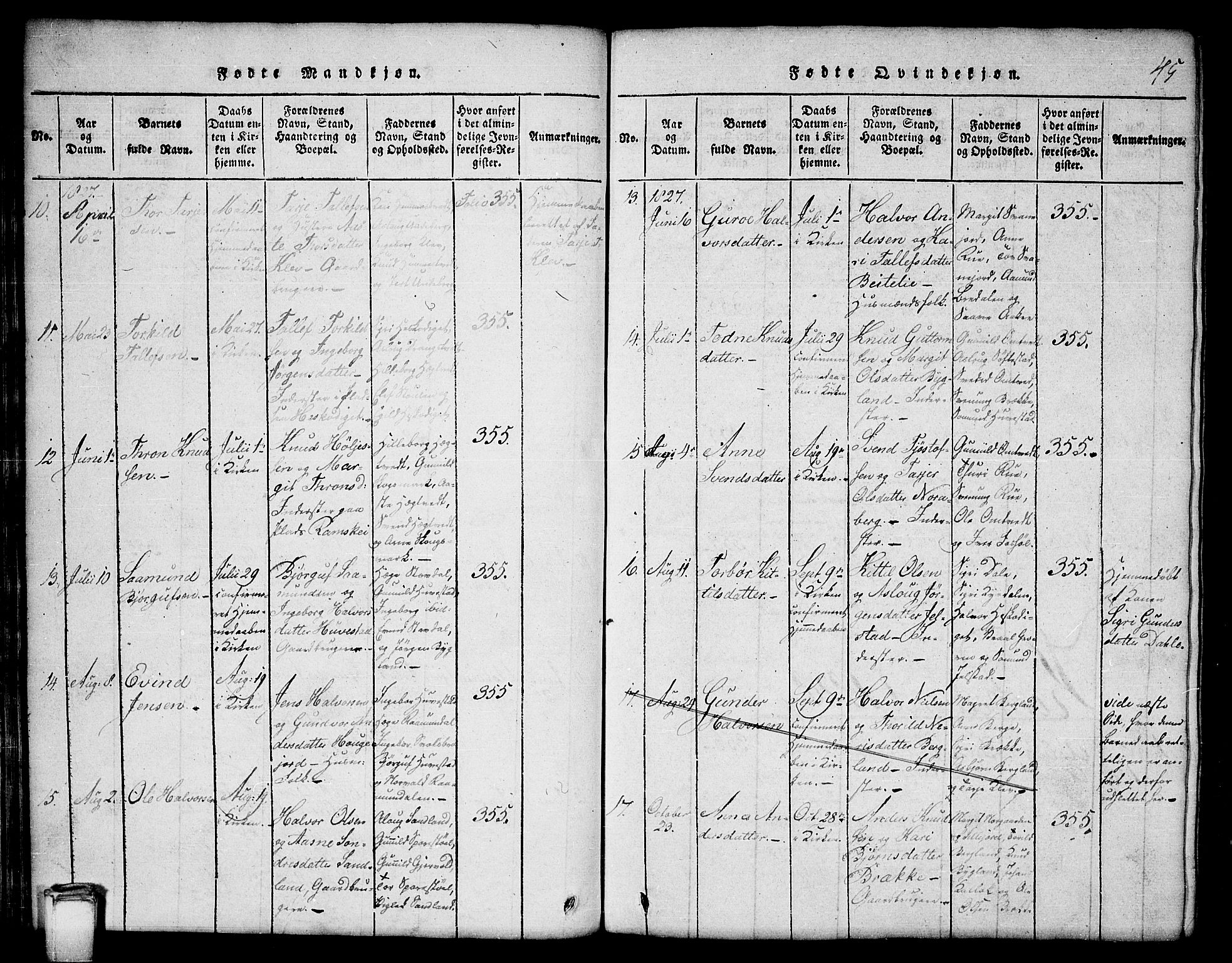 Kviteseid kirkebøker, SAKO/A-276/G/Gb/L0001: Parish register (copy) no. II 1, 1815-1842, p. 45