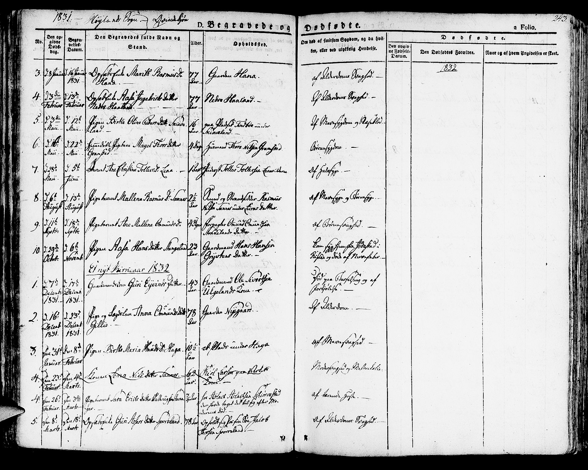 Høyland sokneprestkontor, AV/SAST-A-101799/001/30BA/L0007: Parish register (official) no. A 7 /1, 1825-1841, p. 243