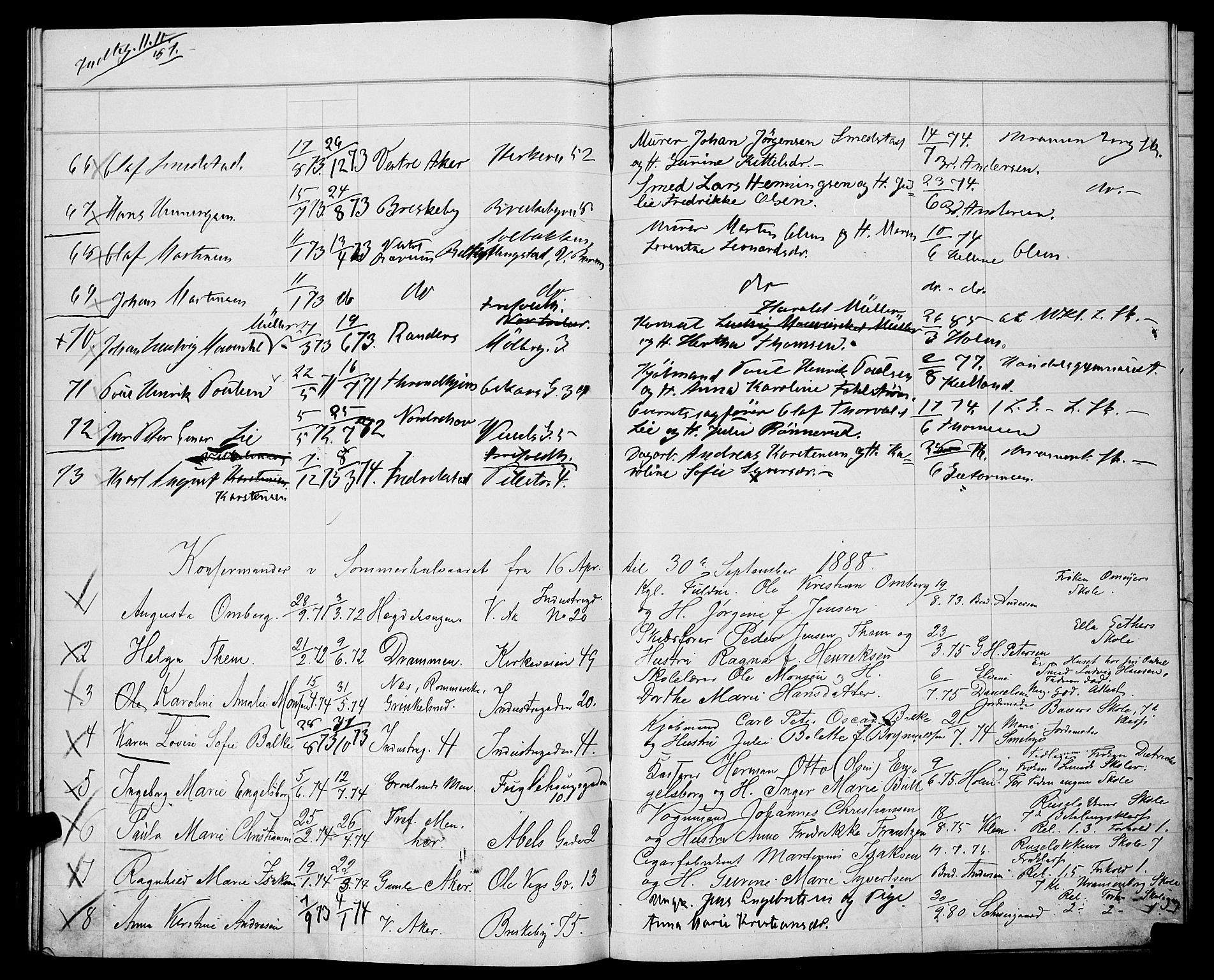 Uranienborg prestekontor Kirkebøker, AV/SAO-A-10877/G/Ga/L0001: Parish register draft no. 1, 1885-1888