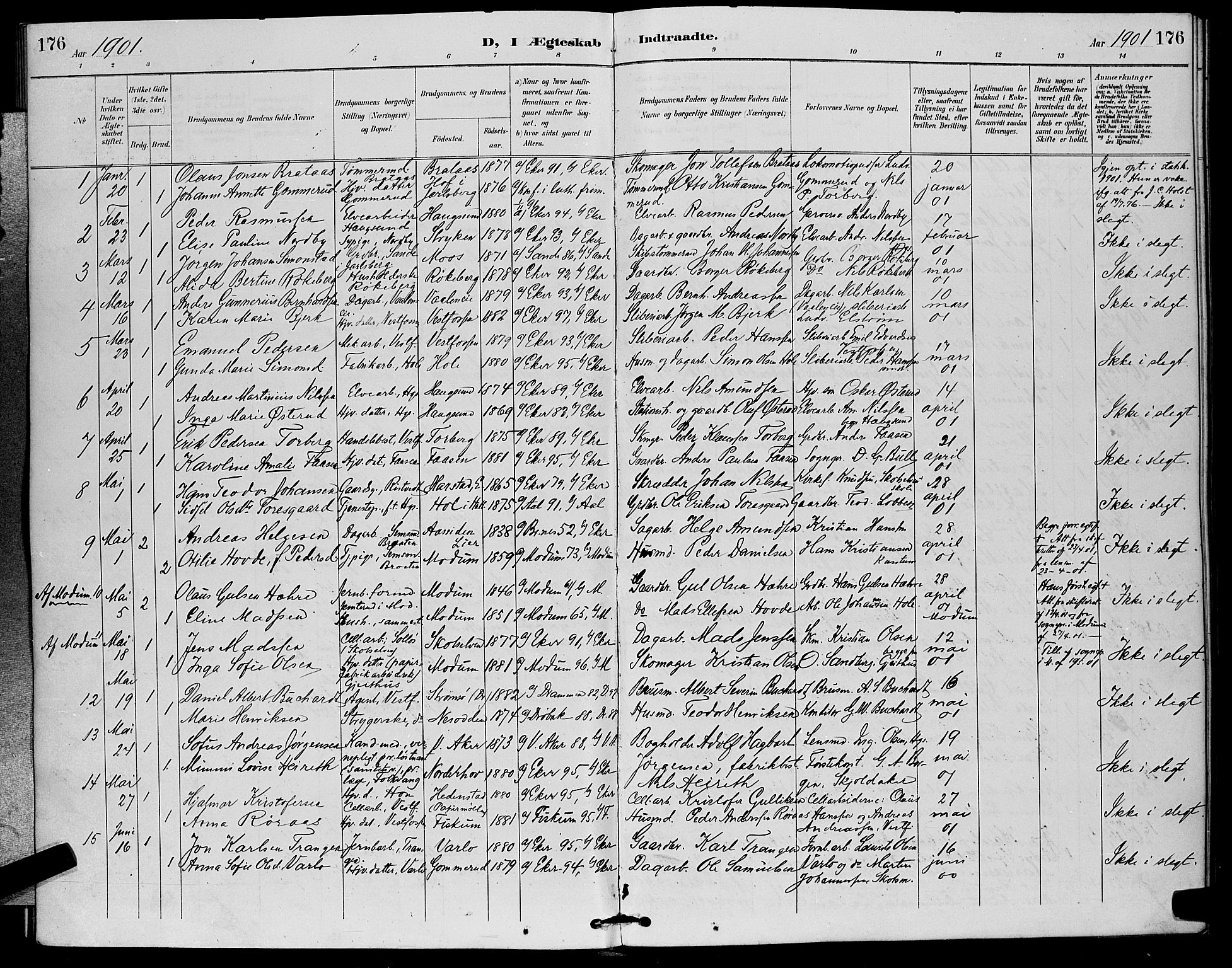 Eiker kirkebøker, AV/SAKO-A-4/G/Ga/L0007: Parish register (copy) no. I 7, 1893-1902, p. 176