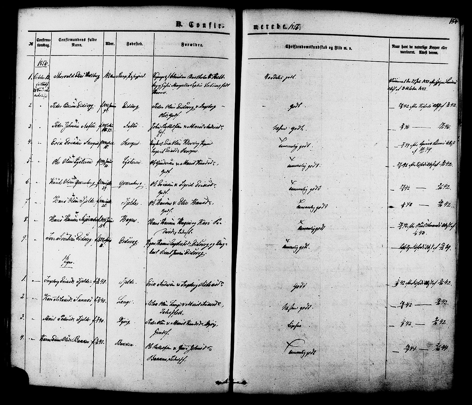 Ministerialprotokoller, klokkerbøker og fødselsregistre - Møre og Romsdal, AV/SAT-A-1454/551/L0625: Parish register (official) no. 551A05, 1846-1879, p. 154