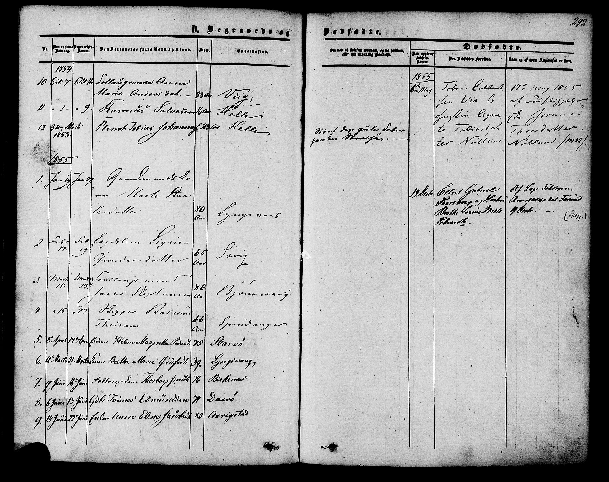Herad sokneprestkontor, SAK/1111-0018/F/Fa/Fab/L0004: Parish register (official) no. A 4, 1853-1885, p. 292