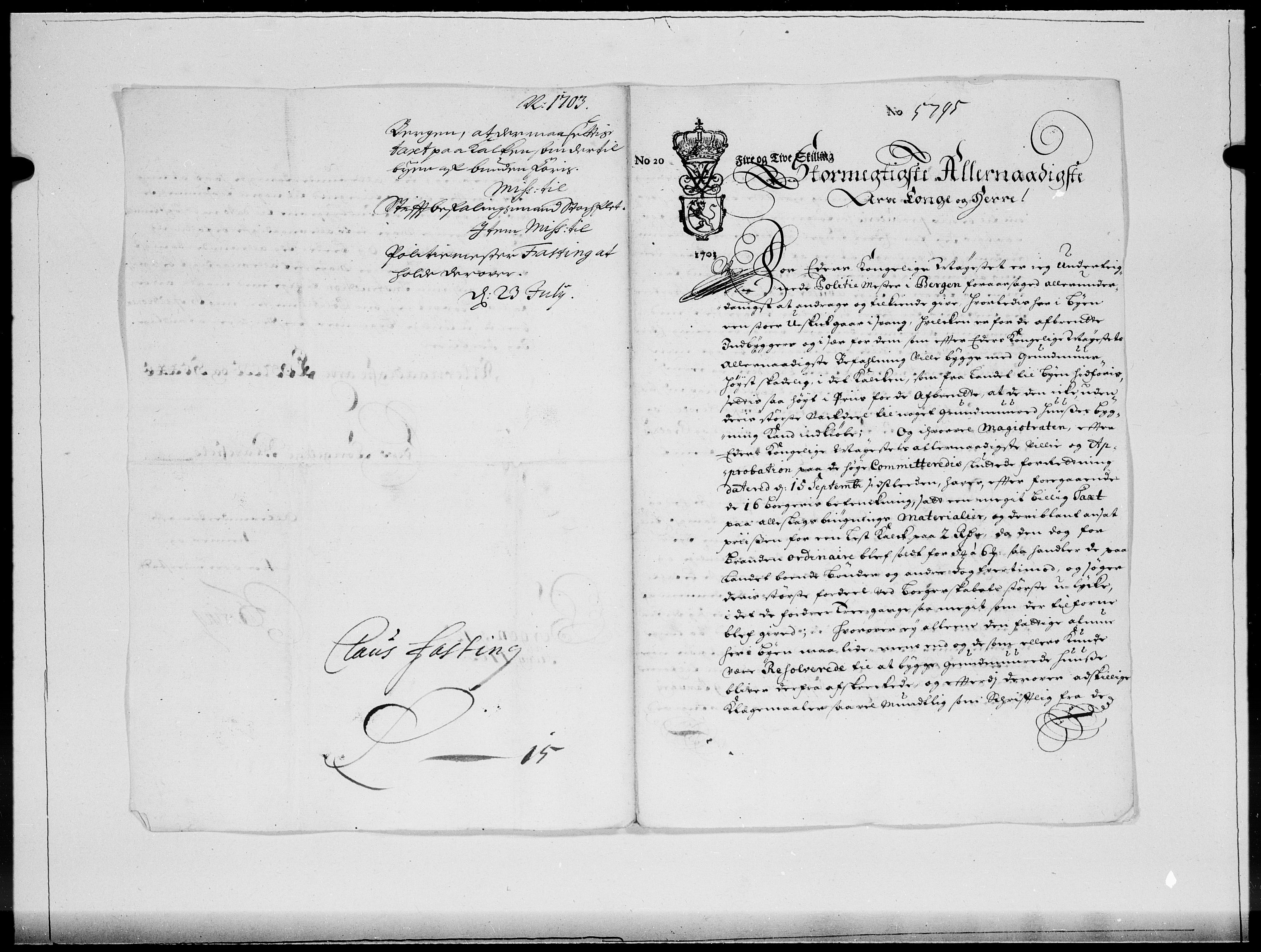 Danske Kanselli 1572-1799, AV/RA-EA-3023/F/Fc/Fcc/Fcca/L0054: Norske innlegg 1572-1799, 1703, p. 380