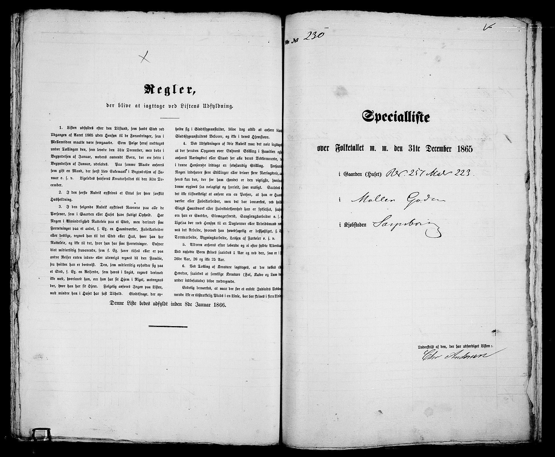 RA, 1865 census for Sarpsborg, 1865, p. 467