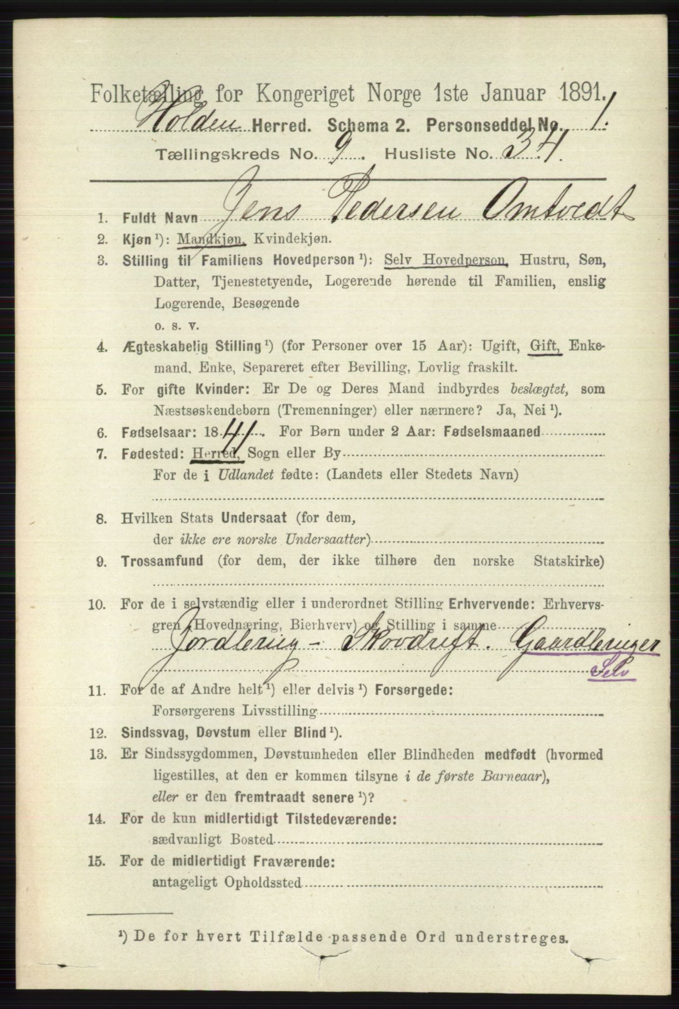 RA, 1891 census for 0819 Holla, 1891, p. 4254