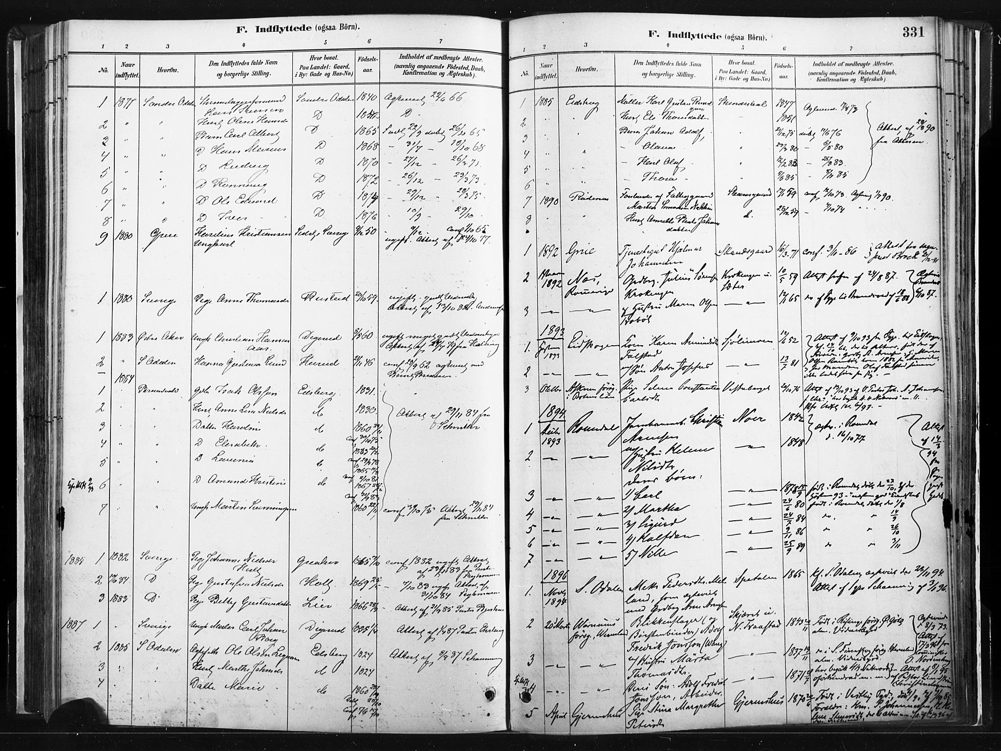 Vinger prestekontor, SAH/PREST-024/H/Ha/Haa/L0014: Parish register (official) no. 14, 1881-1900, p. 331