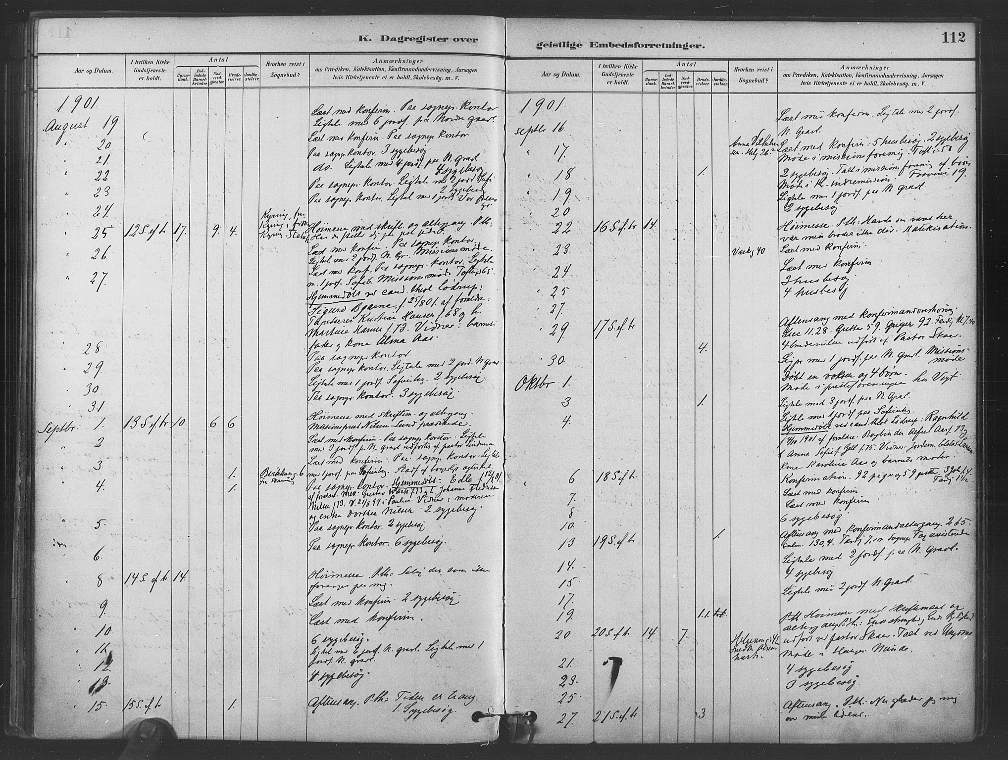 Paulus prestekontor Kirkebøker, AV/SAO-A-10871/I/Ib/L0001: Diary records no. II 1, 1882-1910, p. 112