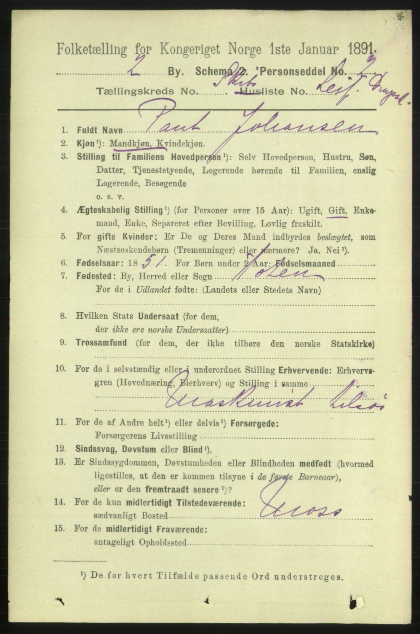 RA, 1891 census for 0102 Sarpsborg, 1891, p. 3681