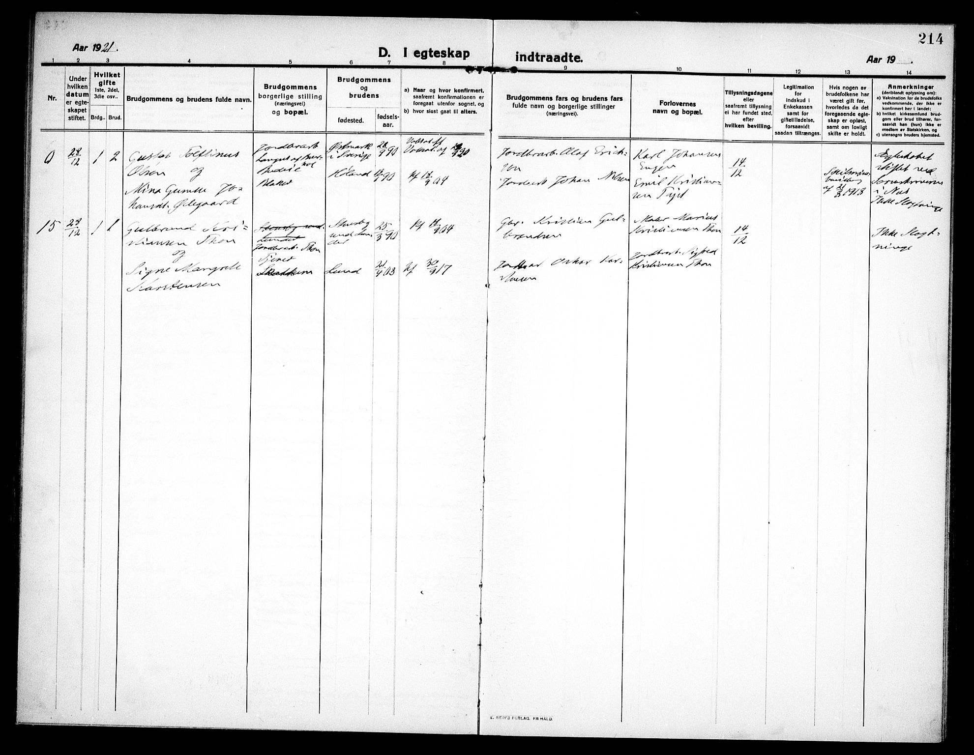 Høland prestekontor Kirkebøker, AV/SAO-A-10346a/F/Fa/L0016: Parish register (official) no. I 16, 1912-1921, p. 214