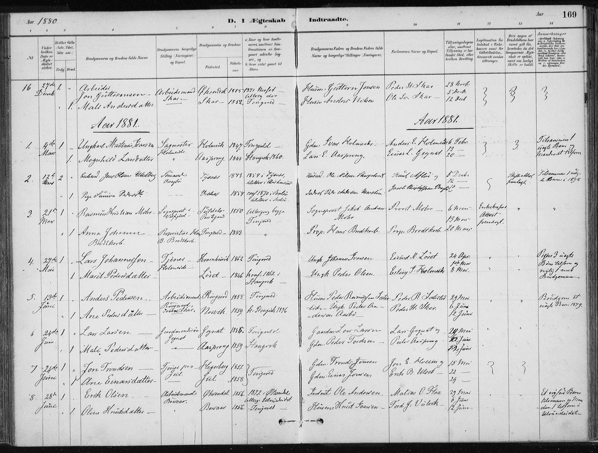 Ministerialprotokoller, klokkerbøker og fødselsregistre - Møre og Romsdal, AV/SAT-A-1454/586/L0987: Parish register (official) no. 586A13, 1879-1892, p. 169