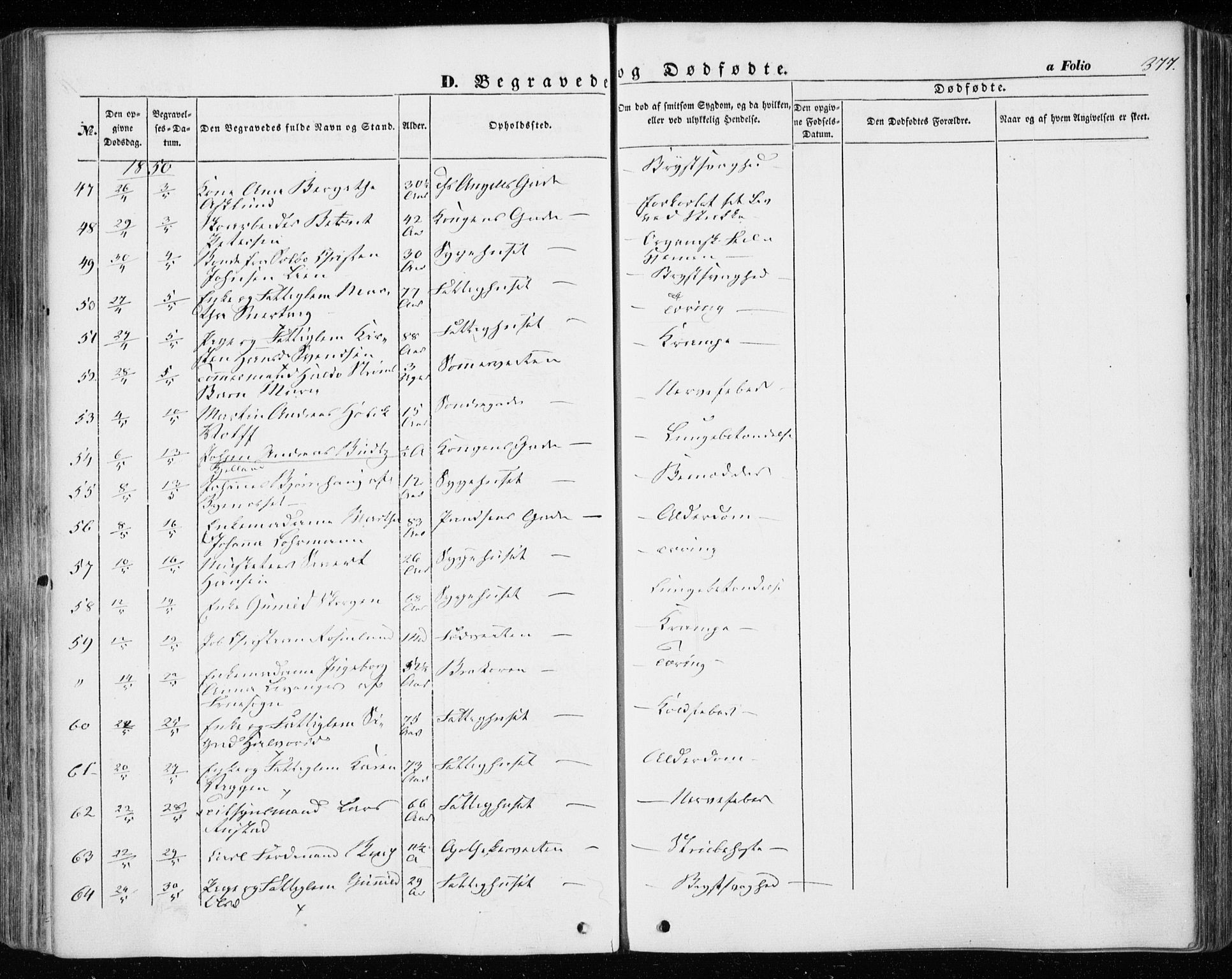 Ministerialprotokoller, klokkerbøker og fødselsregistre - Sør-Trøndelag, AV/SAT-A-1456/601/L0051: Parish register (official) no. 601A19, 1848-1857, p. 377