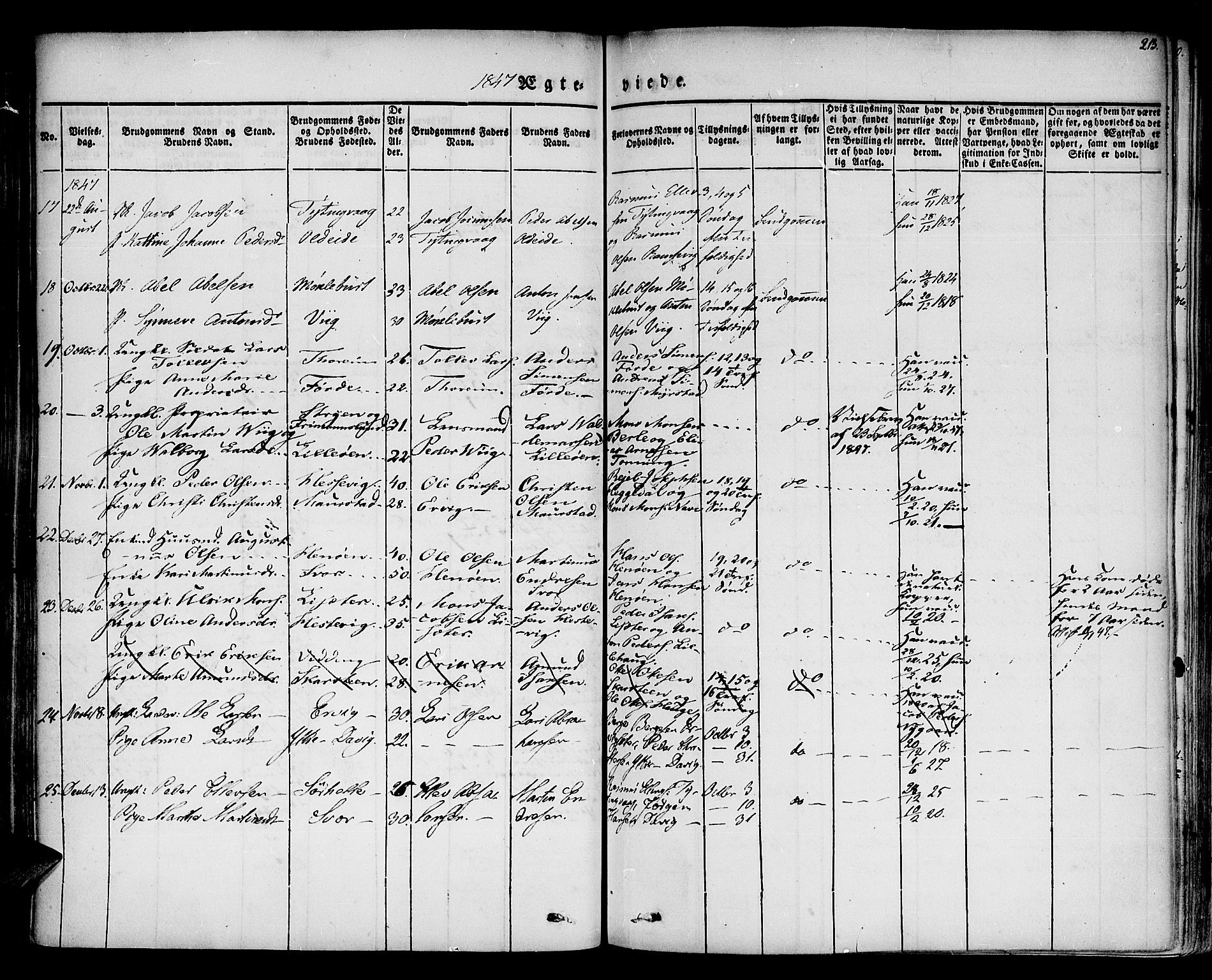 Davik sokneprestembete, AV/SAB-A-79701/H/Haa/Haaa/L0004: Parish register (official) no. A 4, 1830-1849, p. 213