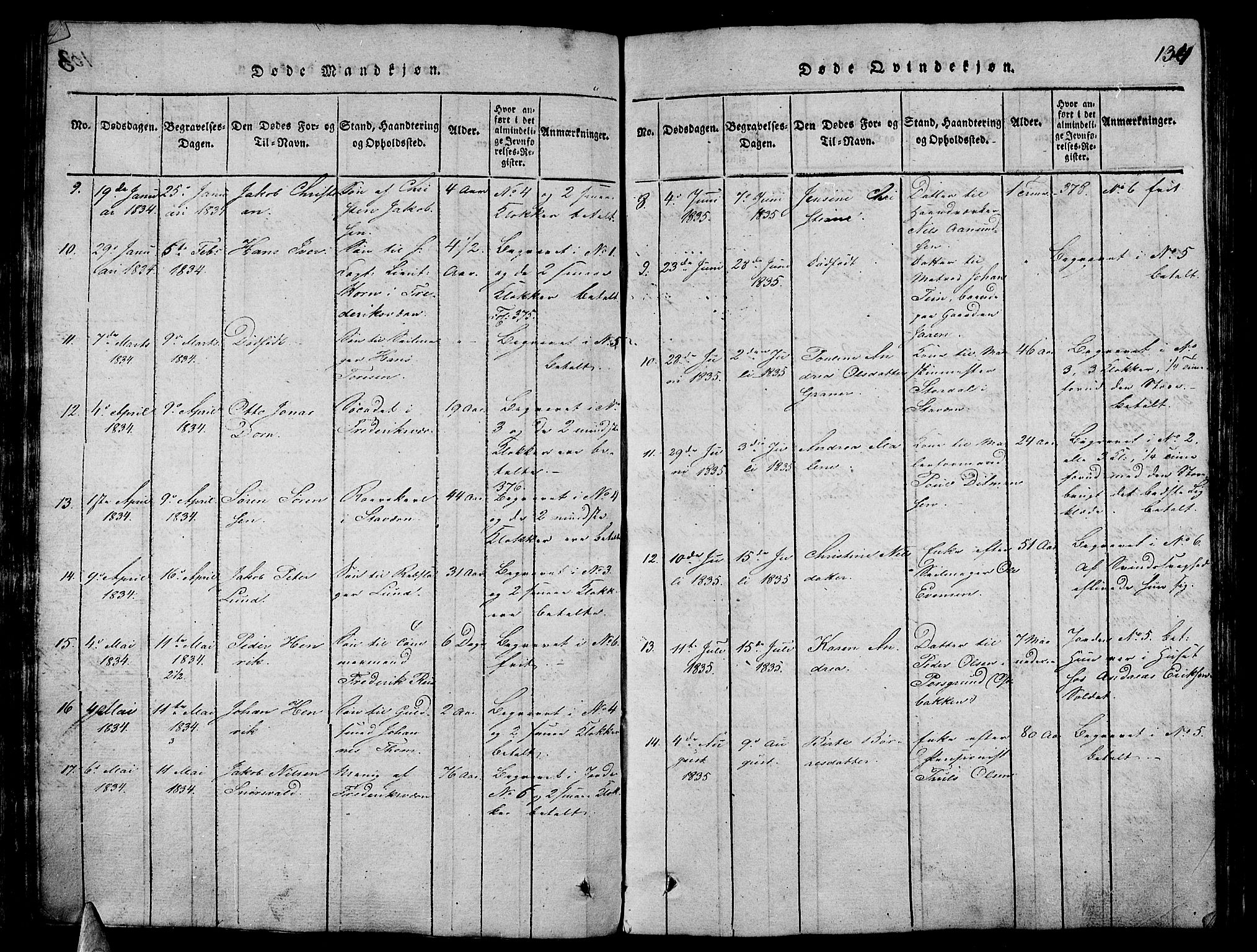 Stavern kirkebøker, AV/SAKO-A-318/G/Ga/L0001: Parish register (copy) no. 1, 1817-1841, p. 134