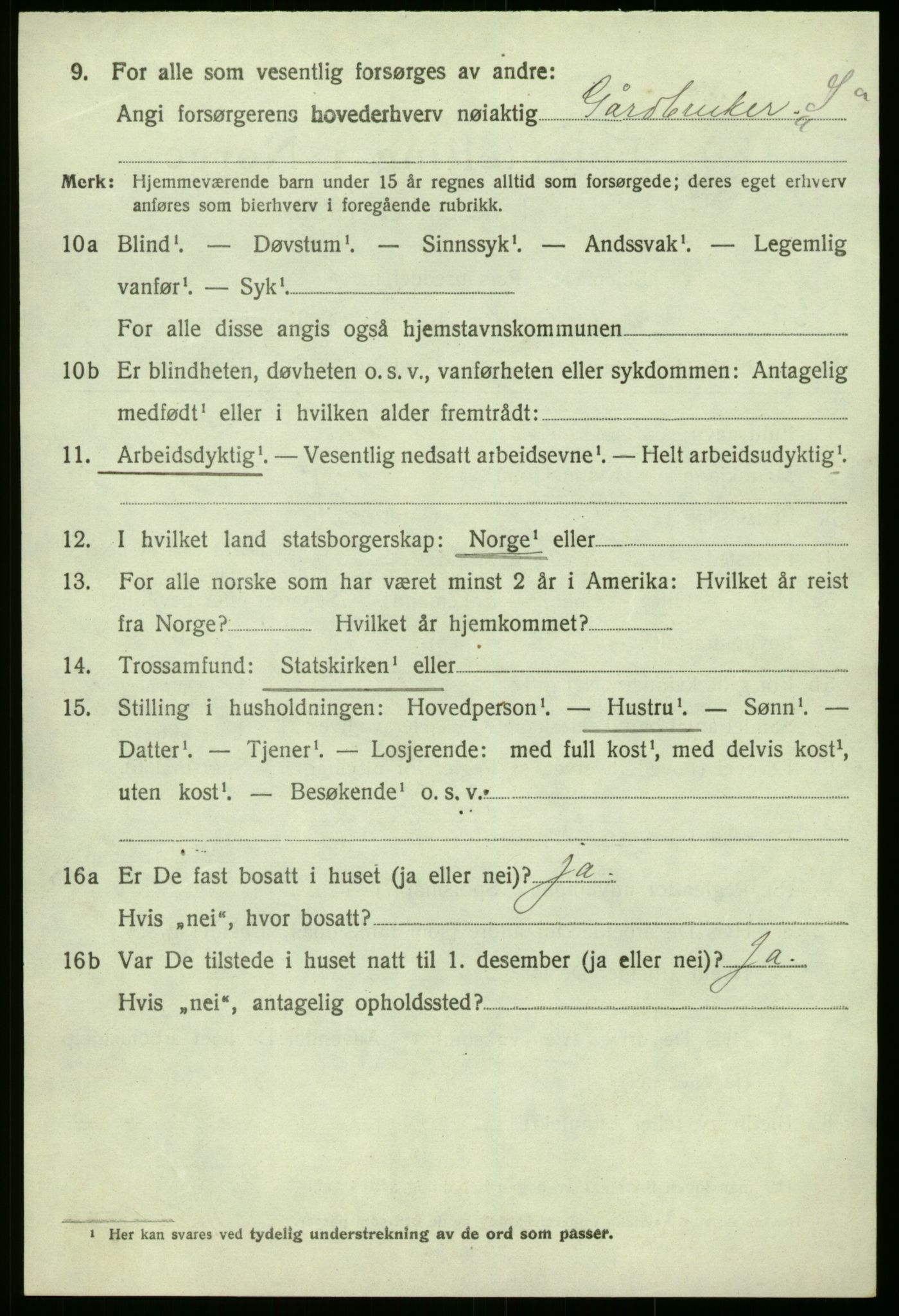 SAB, 1920 census for Hyllestad, 1920, p. 1653