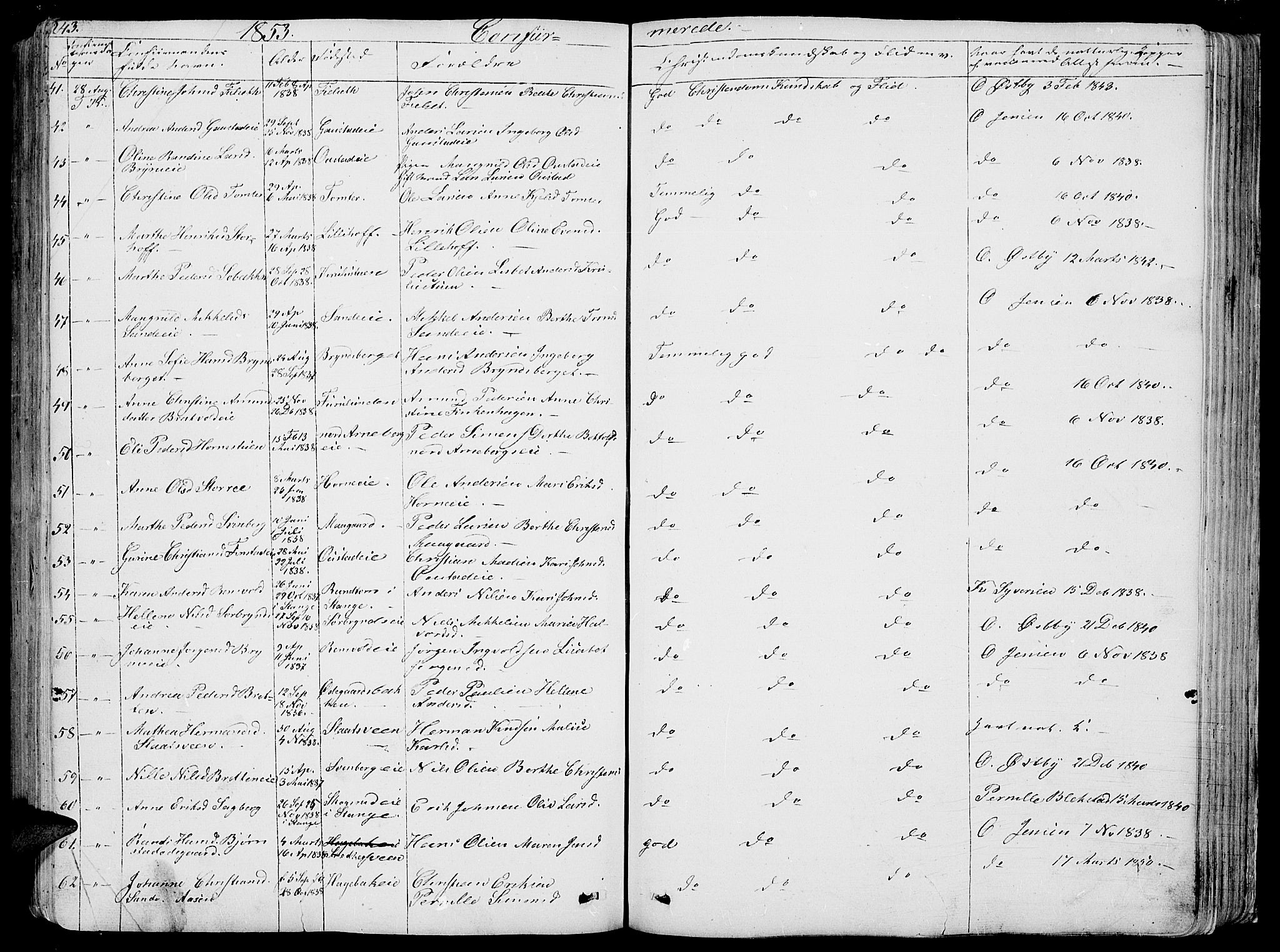 Romedal prestekontor, AV/SAH-PREST-004/L/L0009: Parish register (copy) no. 9, 1846-1866, p. 243