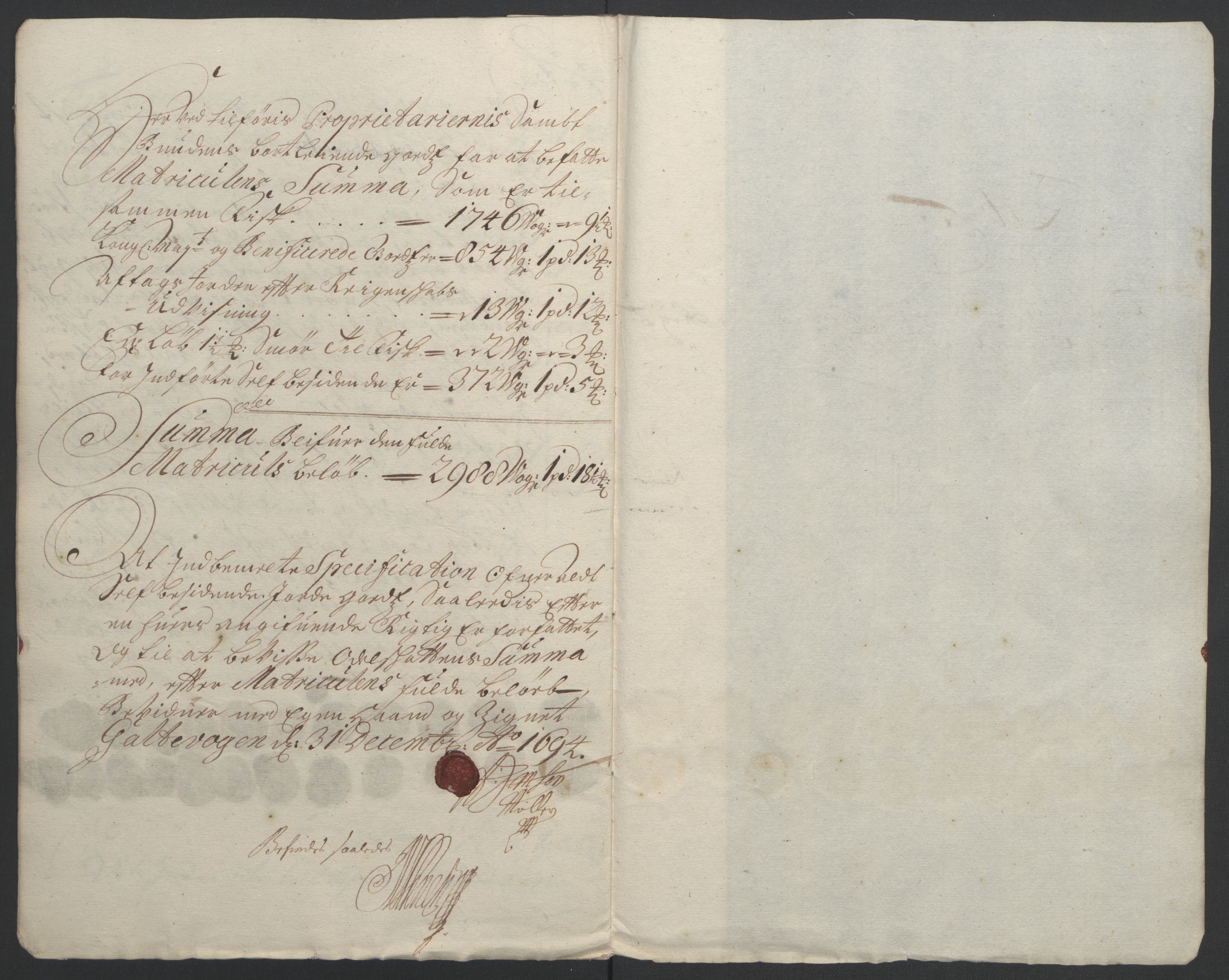 Rentekammeret inntil 1814, Reviderte regnskaper, Fogderegnskap, AV/RA-EA-4092/R54/L3555: Fogderegnskap Sunnmøre, 1694-1695, p. 154