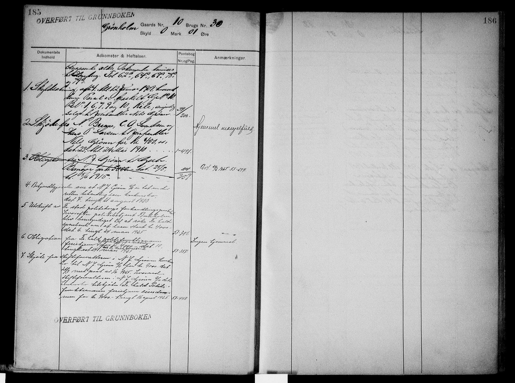 Onsøy sorenskriveri, AV/SAO-A-10474/G/Gb/Gbc/L0002: Mortgage register no. III 2, 1905, p. 185-186