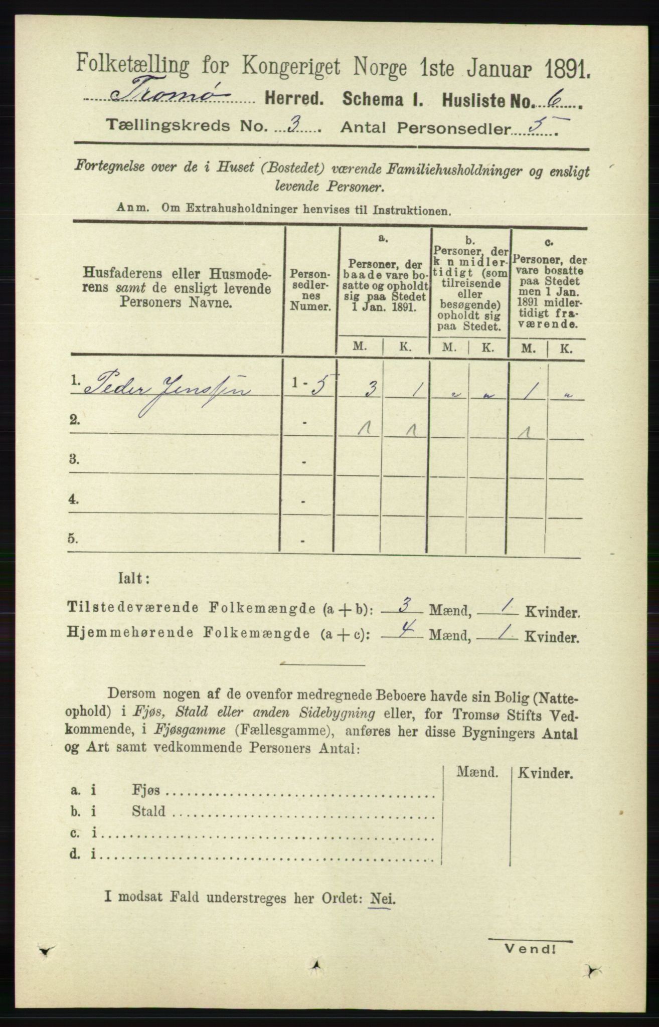 RA, 1891 census for 0921 Tromøy, 1891, p. 896