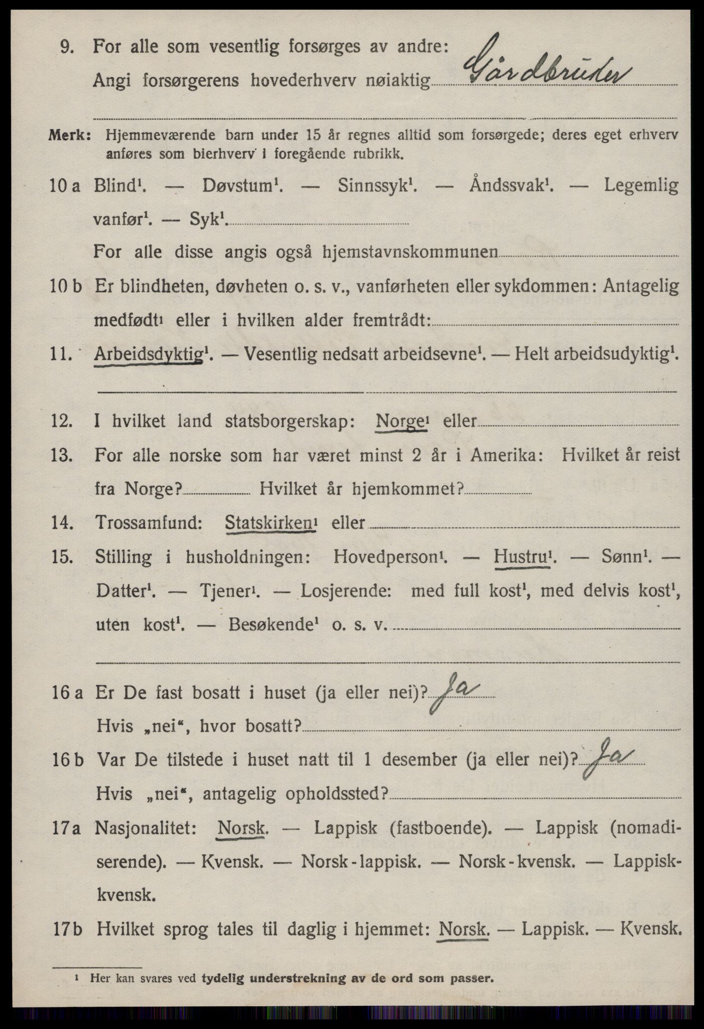 SAT, 1920 census for Røros, 1920, p. 6911