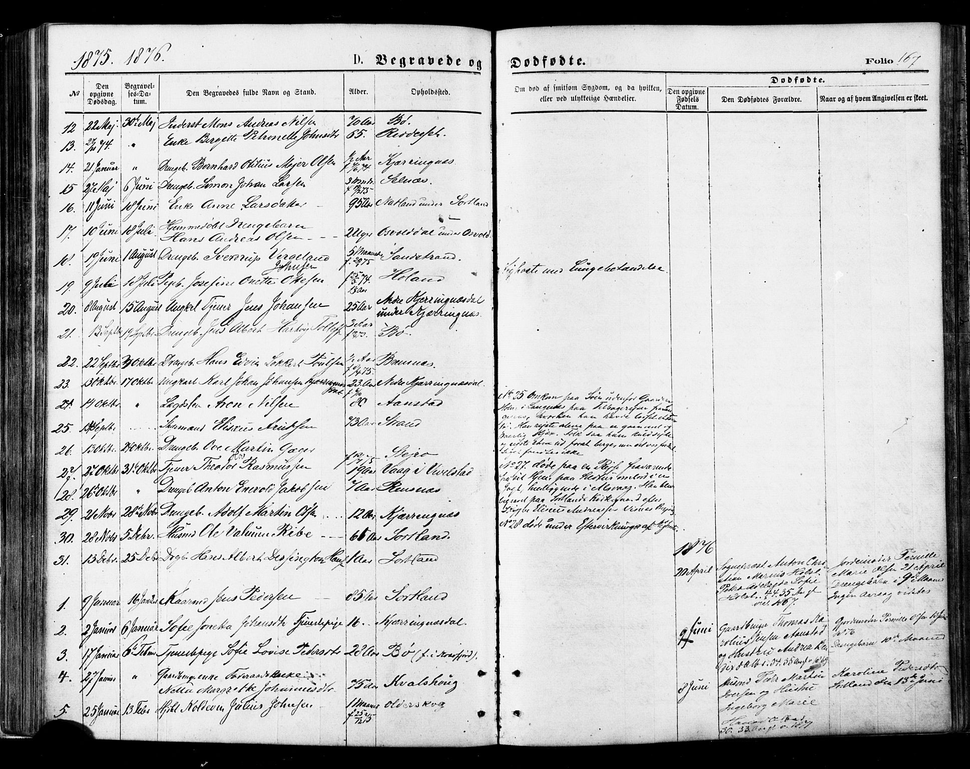 Ministerialprotokoller, klokkerbøker og fødselsregistre - Nordland, AV/SAT-A-1459/895/L1370: Parish register (official) no. 895A05, 1873-1884, p. 167