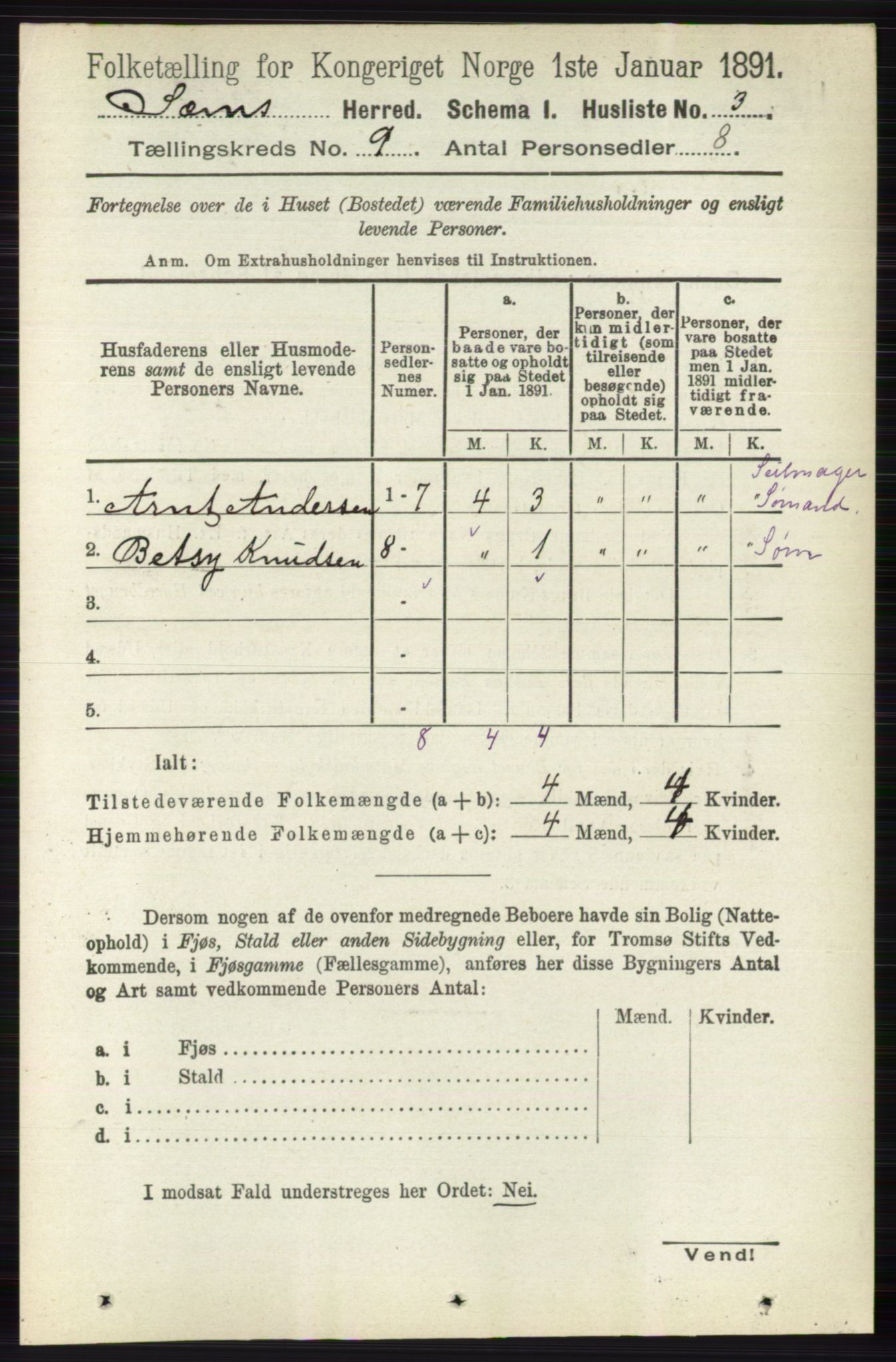 RA, 1891 census for 0721 Sem, 1891, p. 4157