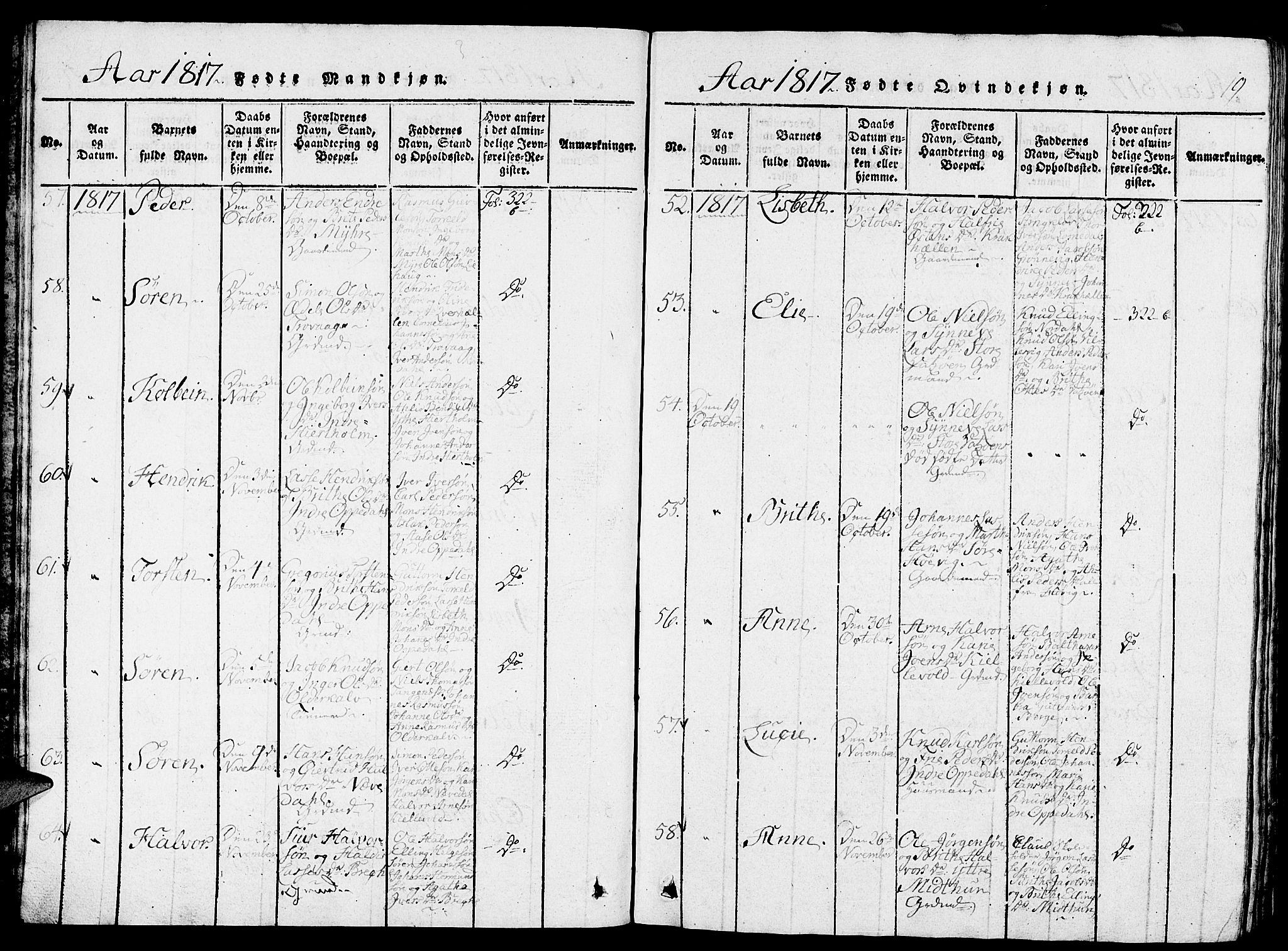 Gulen sokneprestembete, AV/SAB-A-80201/H/Haa/Haaa/L0018: Parish register (official) no. A 18, 1816-1825, p. 19