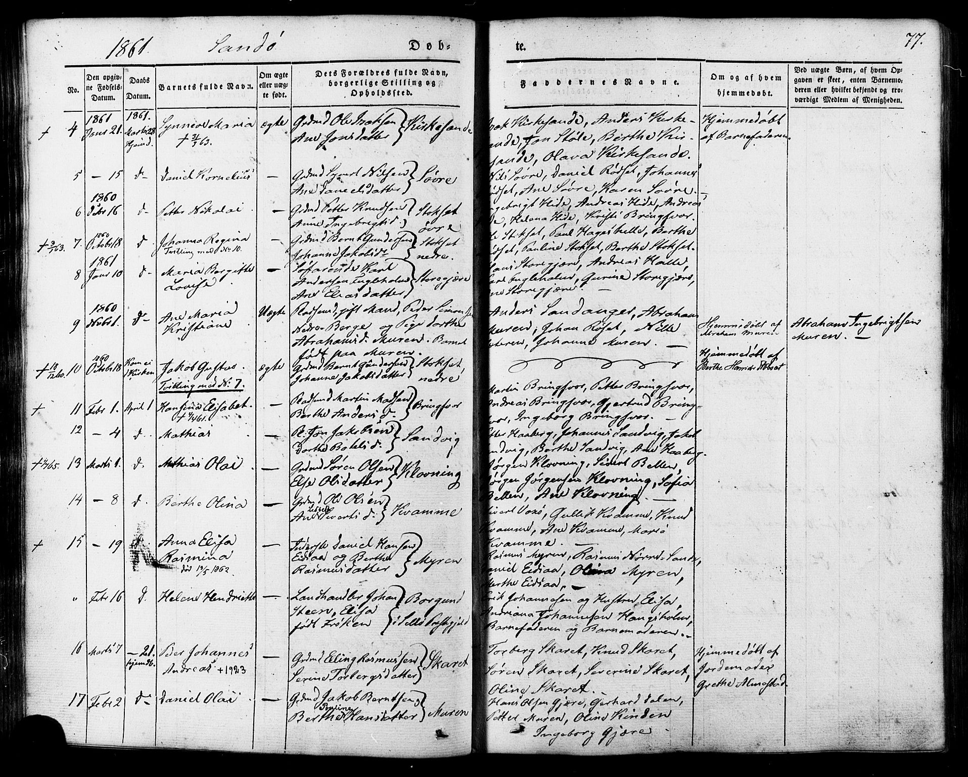 Ministerialprotokoller, klokkerbøker og fødselsregistre - Møre og Romsdal, AV/SAT-A-1454/503/L0034: Parish register (official) no. 503A02, 1841-1884, p. 77