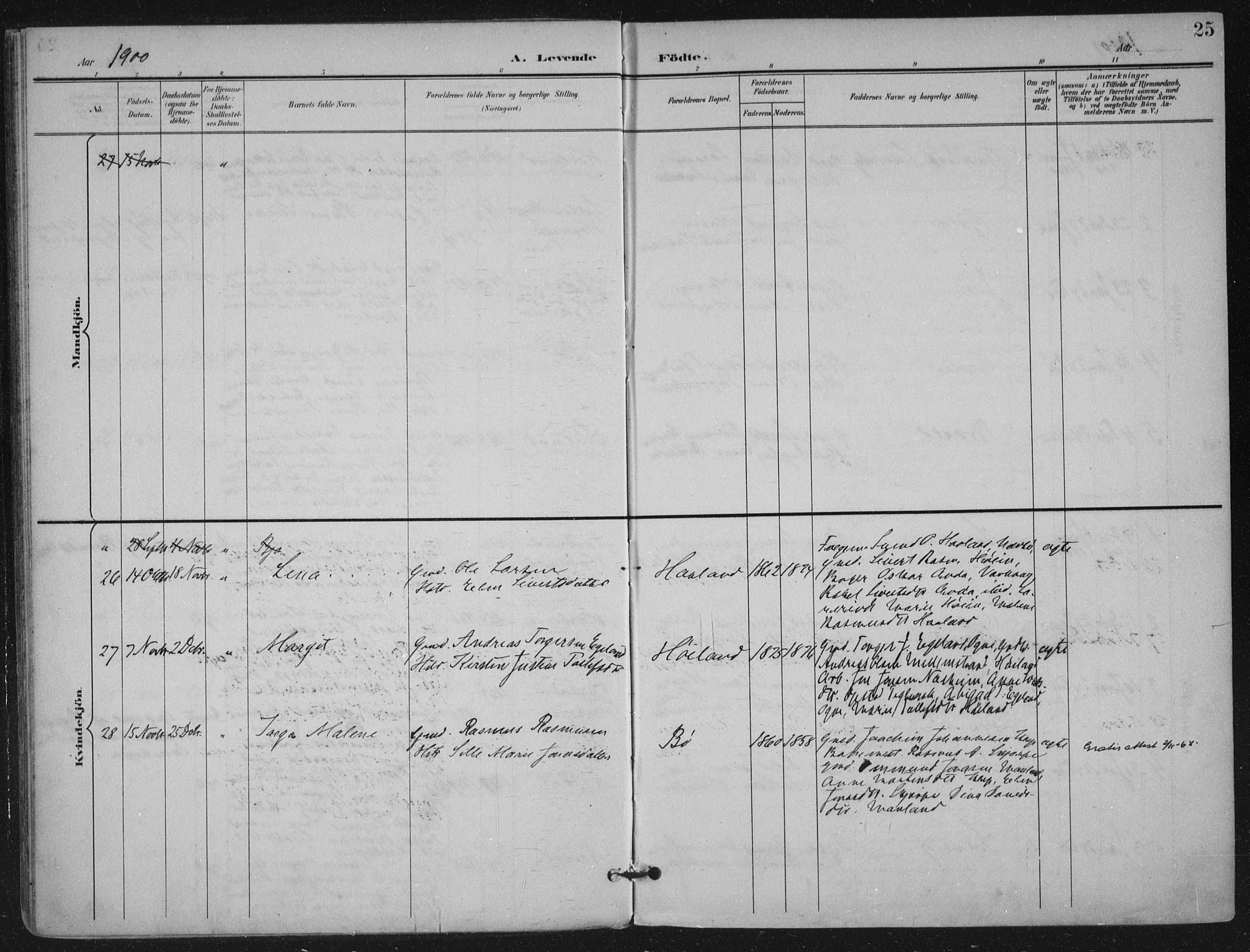 Hå sokneprestkontor, AV/SAST-A-101801/002/B/L0001: Parish register (official) no. A 11, 1897-1924, p. 25