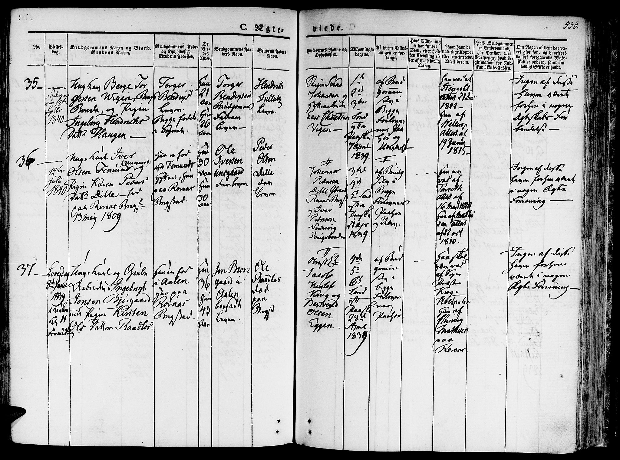 Ministerialprotokoller, klokkerbøker og fødselsregistre - Sør-Trøndelag, SAT/A-1456/681/L0930: Parish register (official) no. 681A08, 1829-1844, p. 530