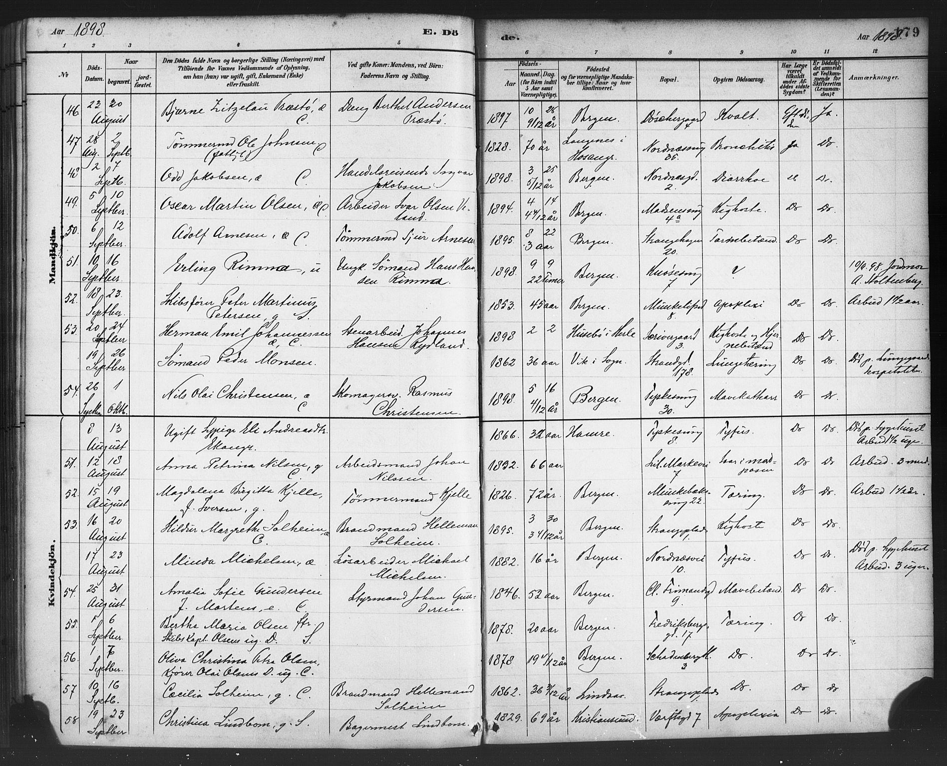 Nykirken Sokneprestembete, AV/SAB-A-77101/H/Haa/L0044: Parish register (official) no. E 4, 1882-1898, p. 179