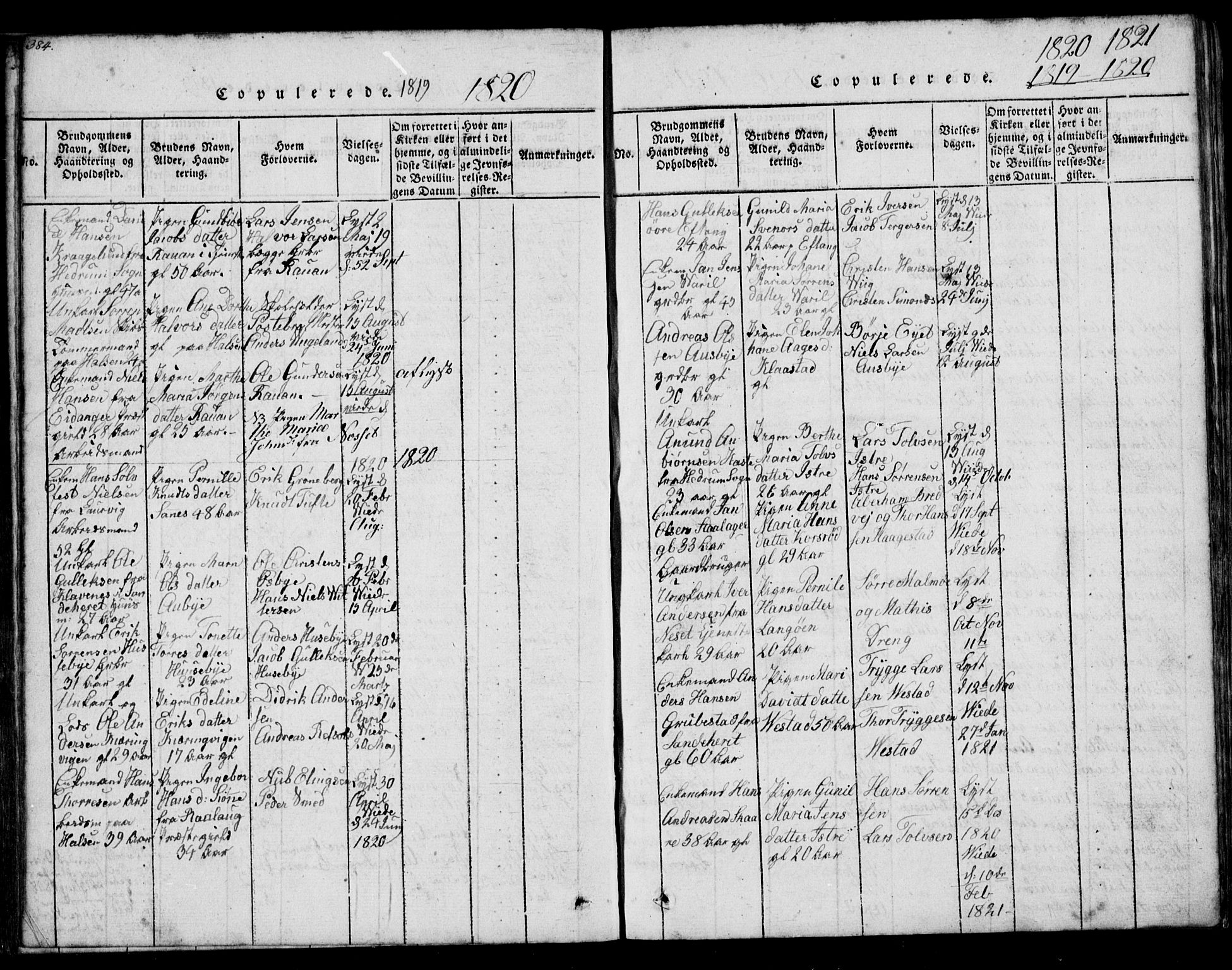 Tjølling kirkebøker, SAKO/A-60/G/Ga/L0001: Parish register (copy) no. 1, 1814-1835, p. 384