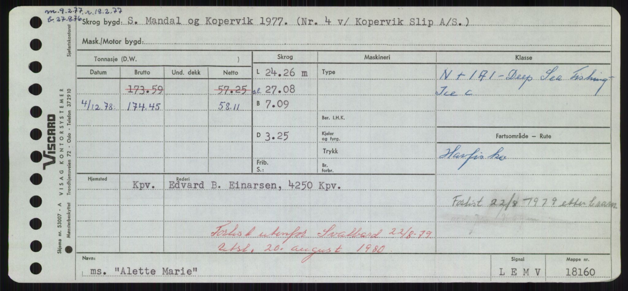 Sjøfartsdirektoratet med forløpere, Skipsmålingen, RA/S-1627/H/Hd/L0001: Fartøy, A-Anv, p. 285