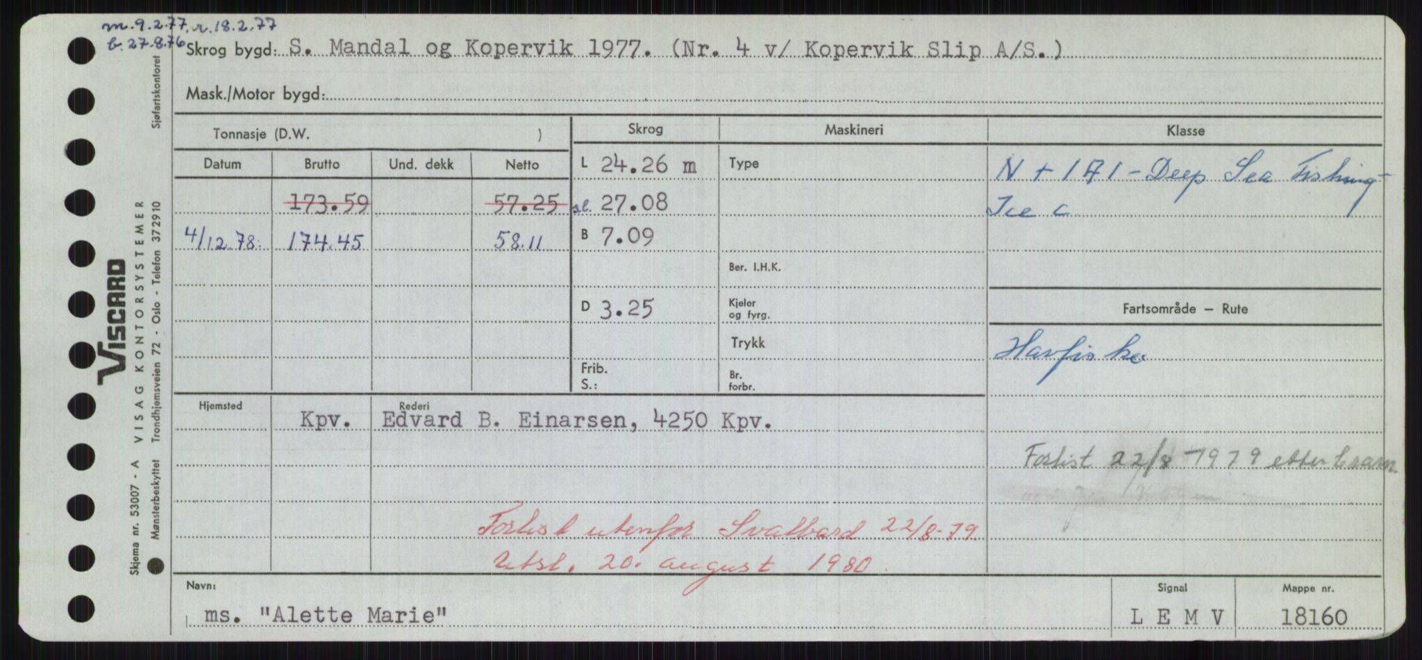 Sjøfartsdirektoratet med forløpere, Skipsmålingen, AV/RA-S-1627/H/Hd/L0001: Fartøy, A-Anv, p. 285