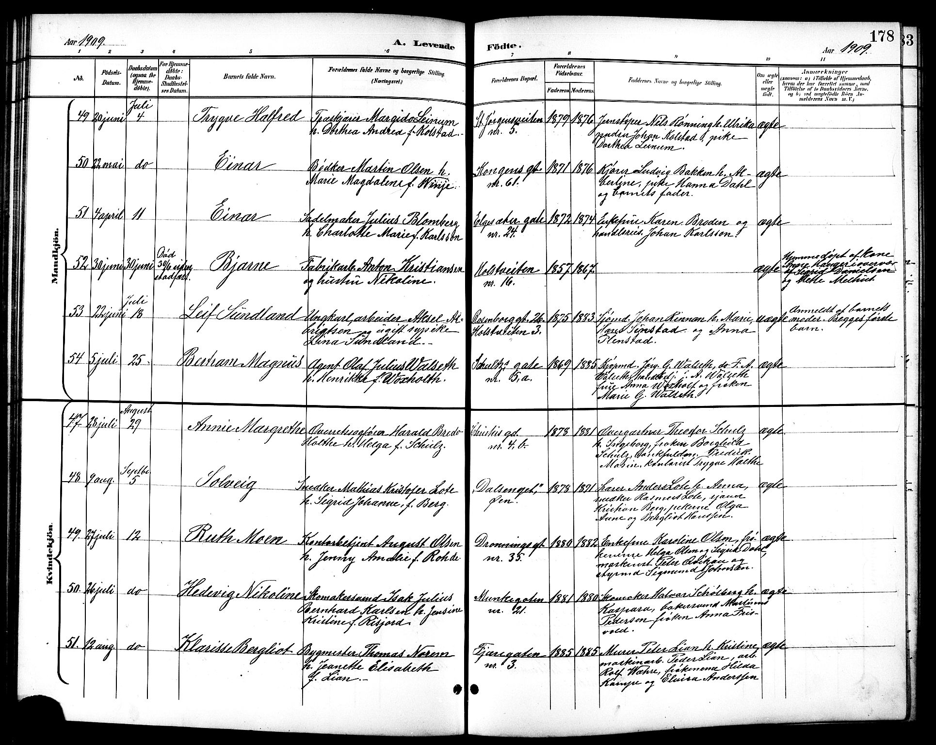 Ministerialprotokoller, klokkerbøker og fødselsregistre - Sør-Trøndelag, AV/SAT-A-1456/601/L0094: Parish register (copy) no. 601C12, 1898-1911, p. 178