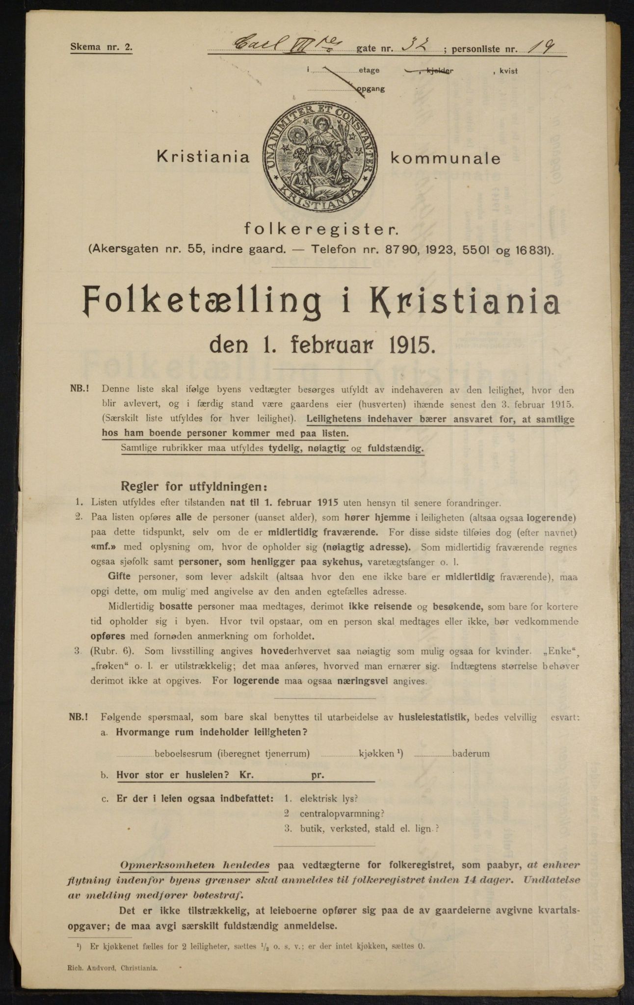 OBA, Municipal Census 1915 for Kristiania, 1915, p. 48176