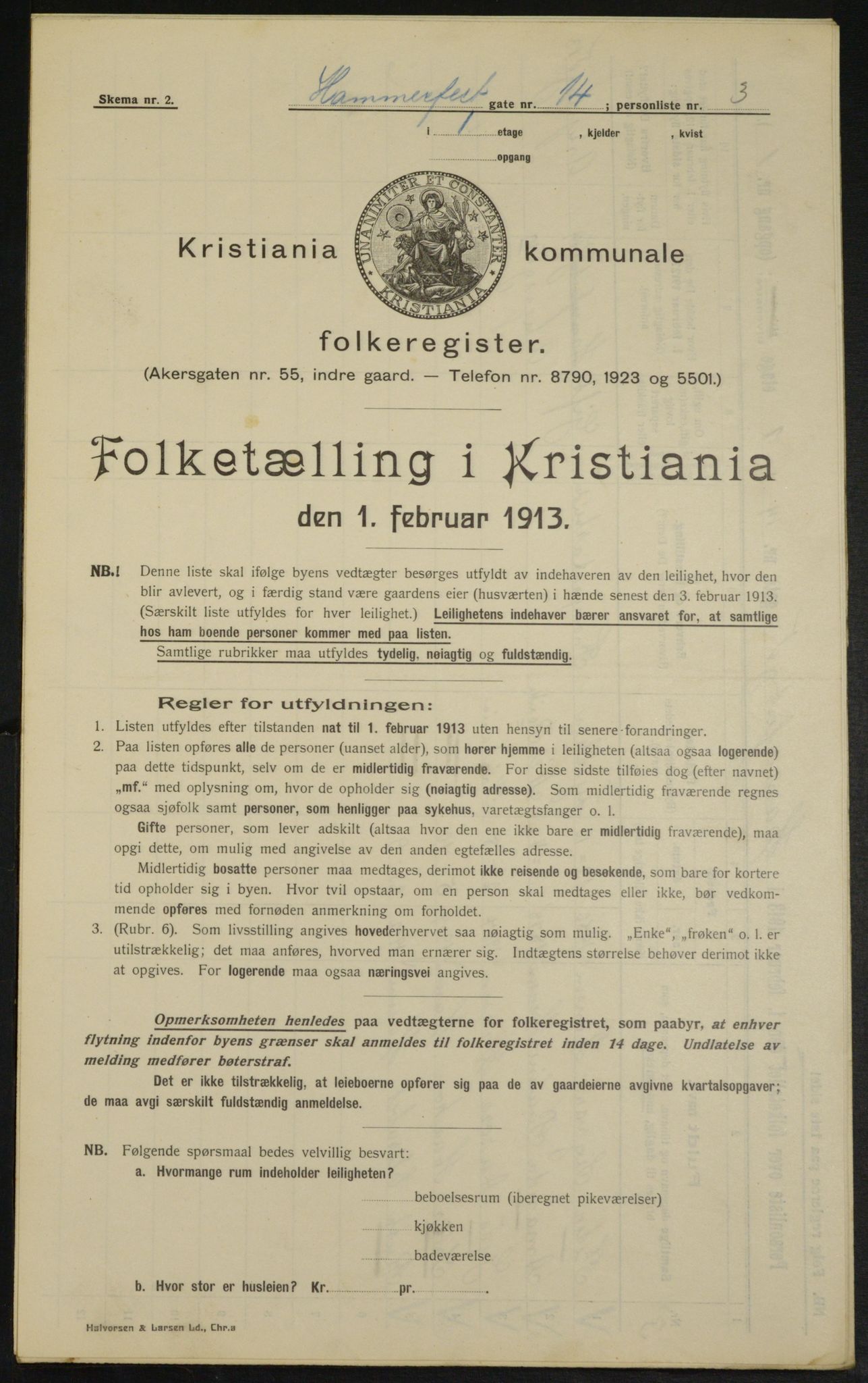 OBA, Municipal Census 1913 for Kristiania, 1913, p. 34366