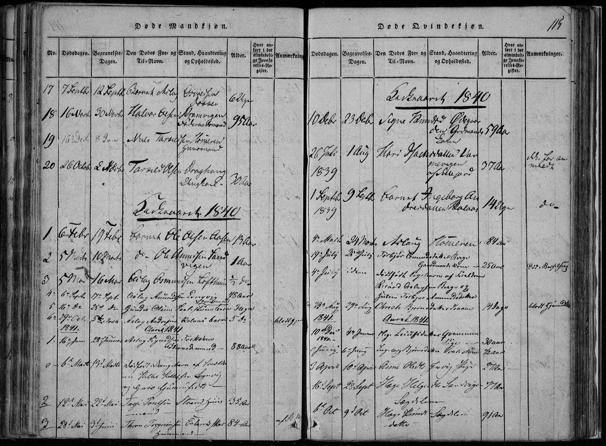 Rauland kirkebøker, AV/SAKO-A-292/F/Fa/L0001: Parish register (official) no. I 1, 1814-1859, p. 115