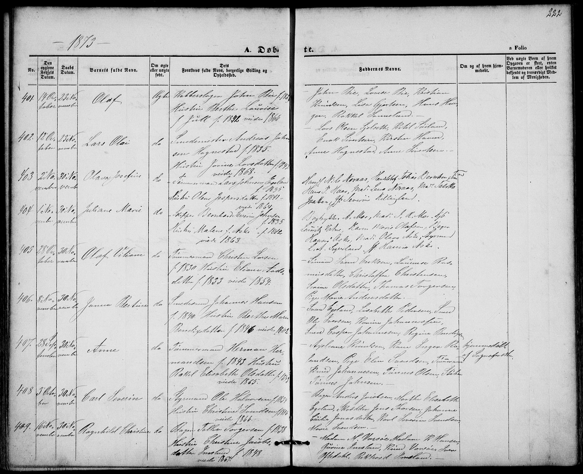 St. Petri sokneprestkontor, AV/SAST-A-101813/001/30/30BA/L0008: Parish register (official) no. A 8, 1868-1876, p. 222